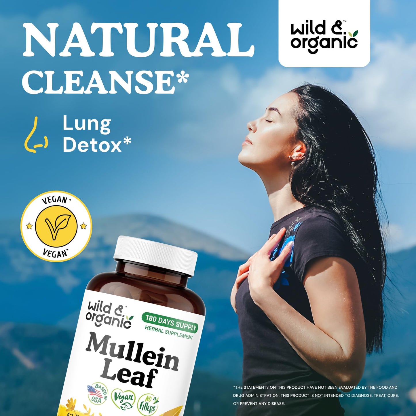 Wild & Organic Mullein Capsules 180 Count