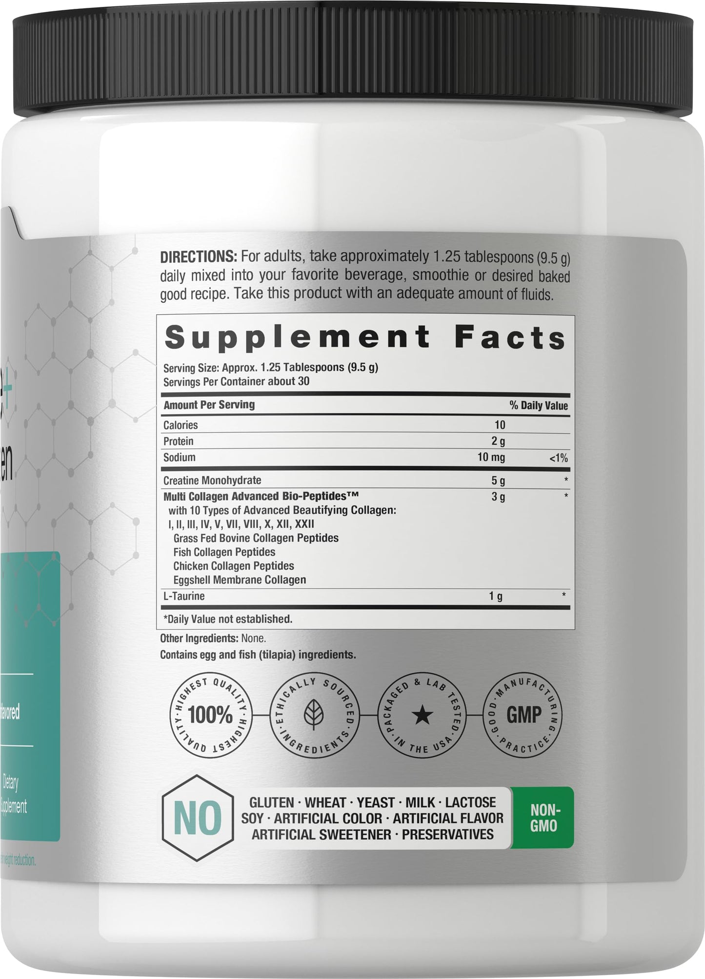 Horbäach Creatine Monohydrate Powder with Collagen and L-Taurine 10.05 oz