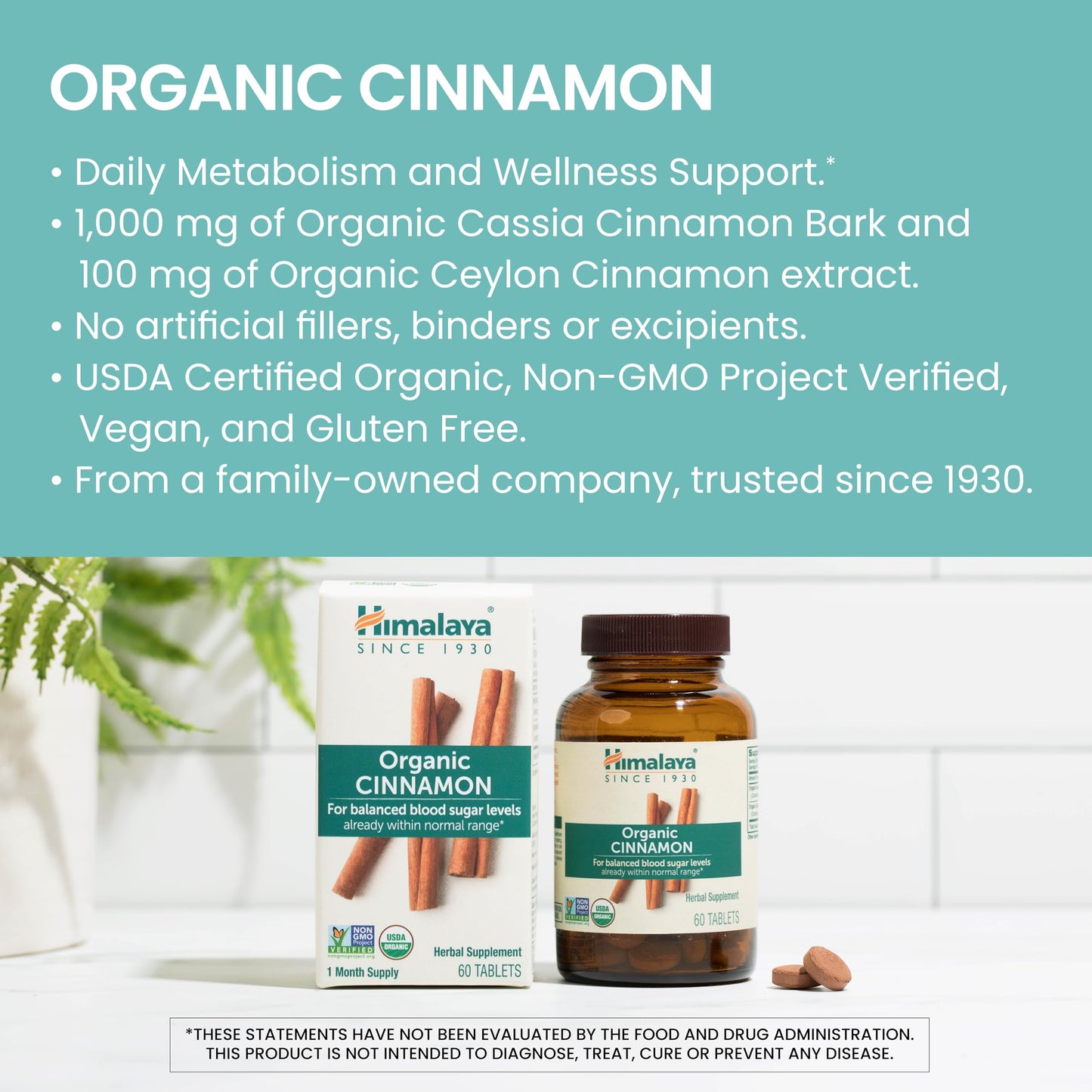 Himalaya Organic Cinnamon Tablets 60 Tablets