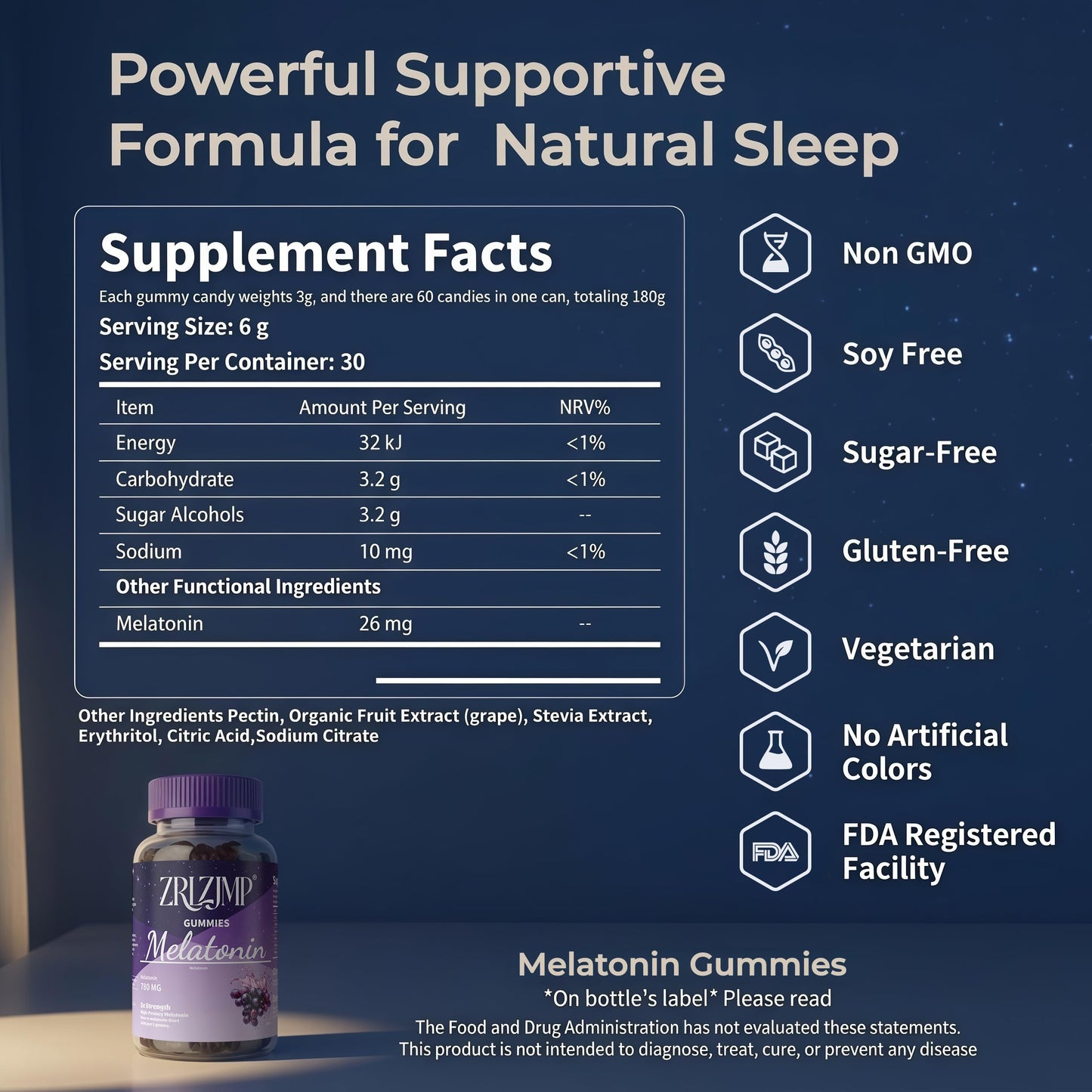 ZRLZJMP Melatonin Gummies 60 Count