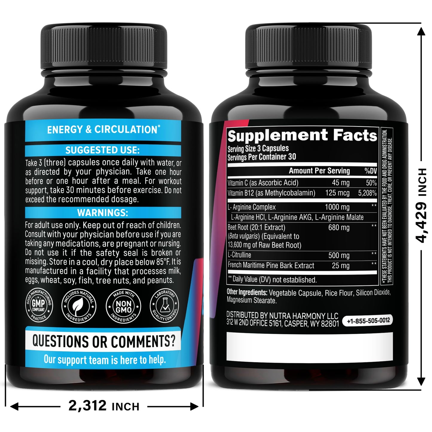 NUTRAHARMONY Electrolytes Tablets & Nitric Oxide Capsules, 210 Count