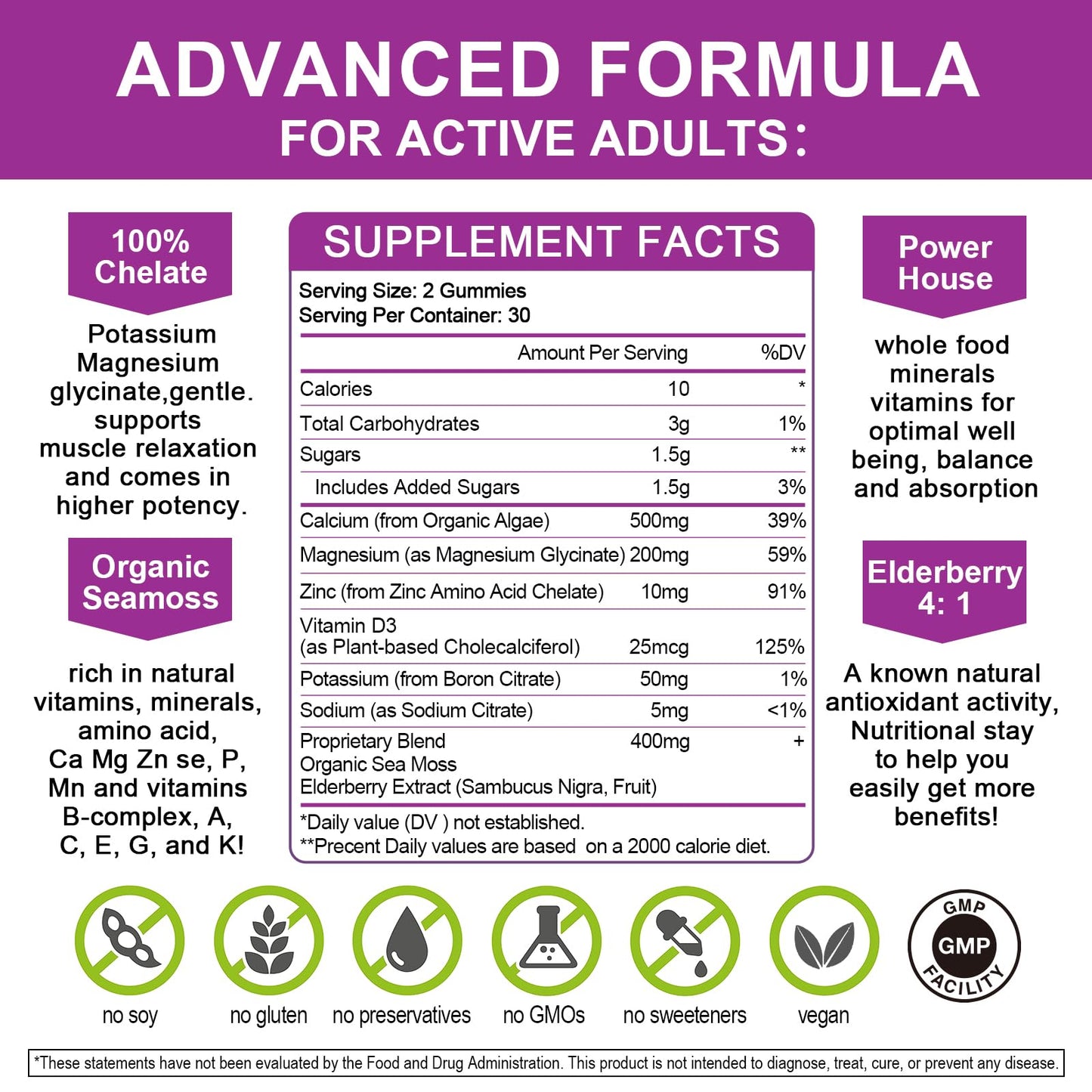Mulittea Calcium Magnesium Zinc Gummies, 180 Gummies