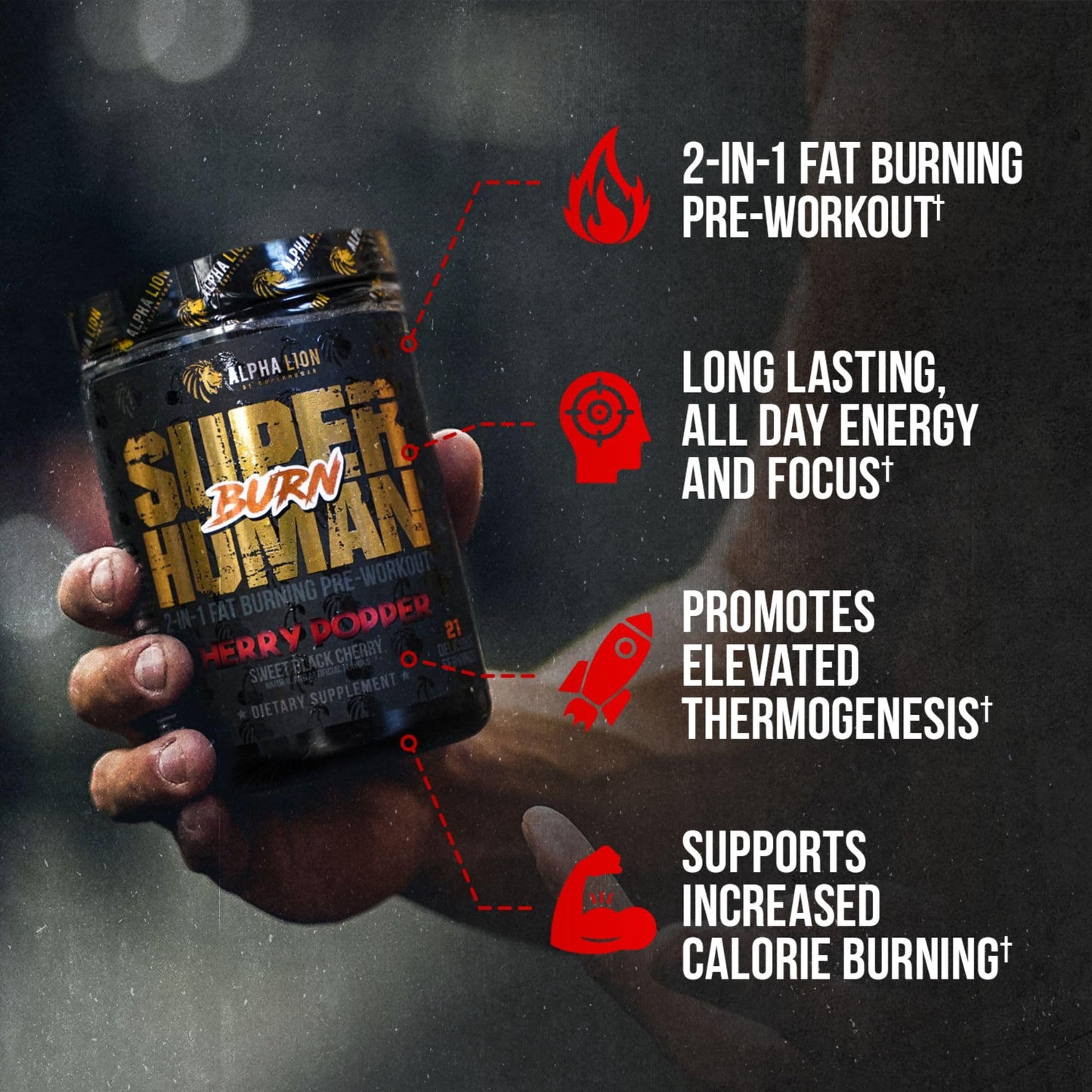 ALPHA LION Superhuman Burn 2 in 1 Metabolism Booster Pre Workout and Thermogenic Fat Burner for Men – Appetite Suppressant and Weight Loss Supplement Powder 10.96 Ounce