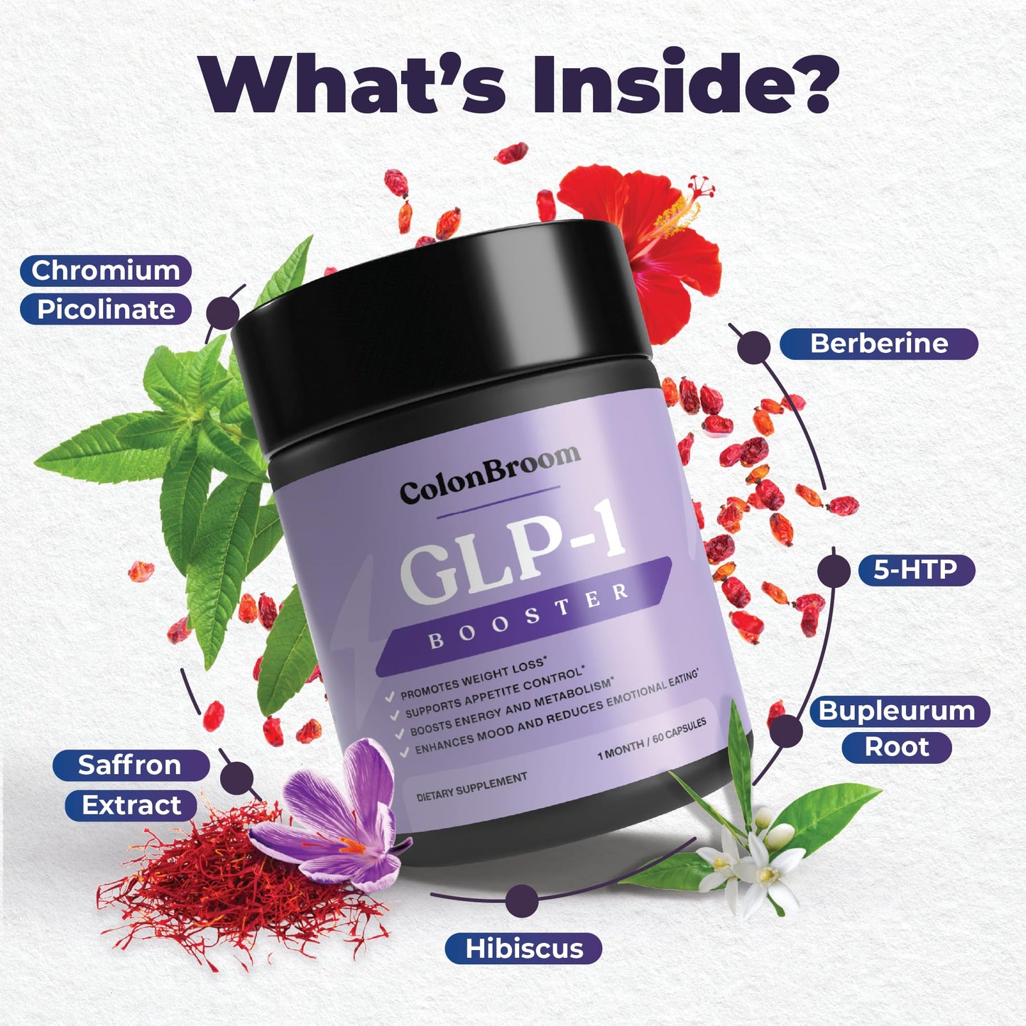 ColonBroom GLP-1 Weight Management Supplement for Women & Men 180 Capsules