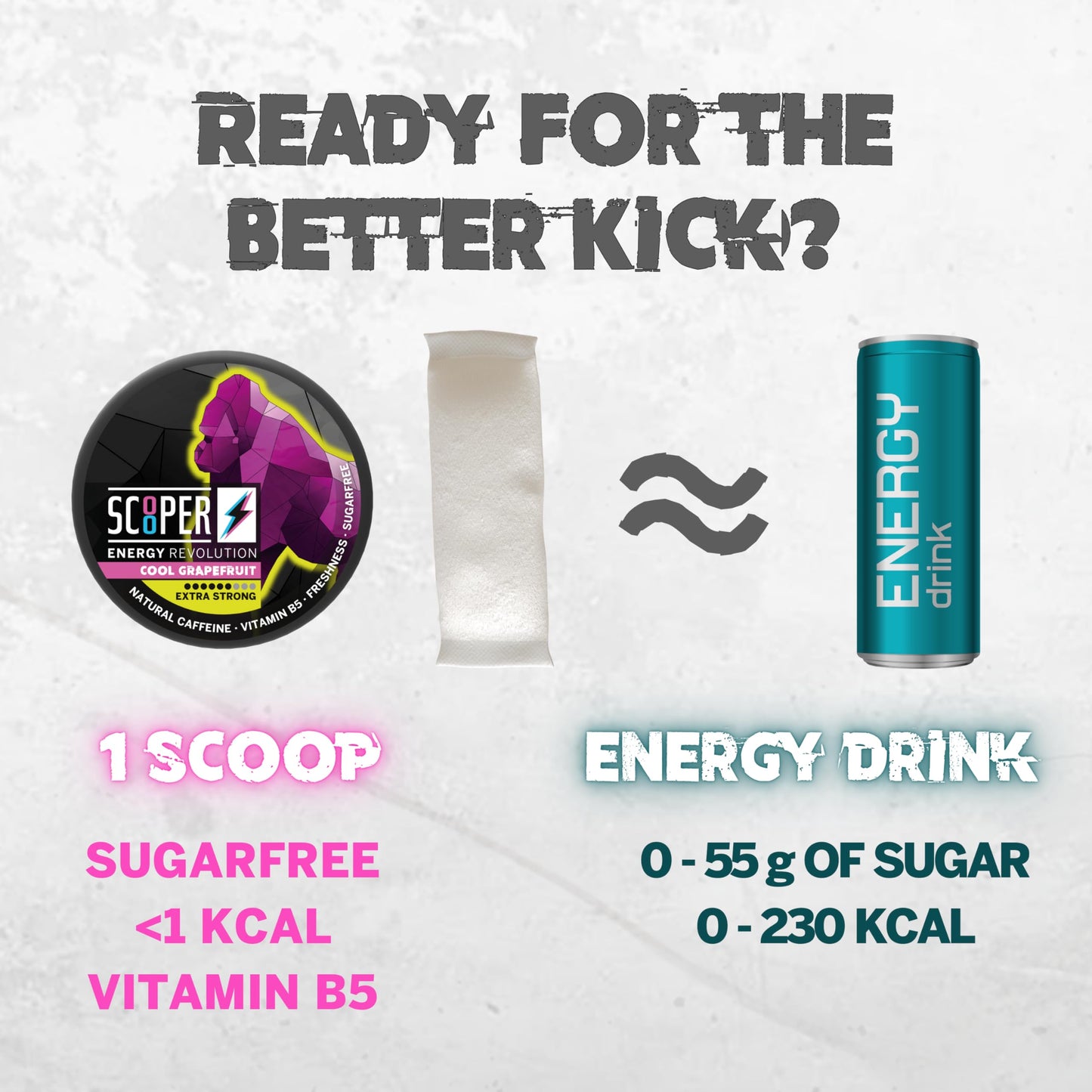 Scooper Energy Fresh Mint Chewable Energy Pouches (80mg Caffeine) 60 Count