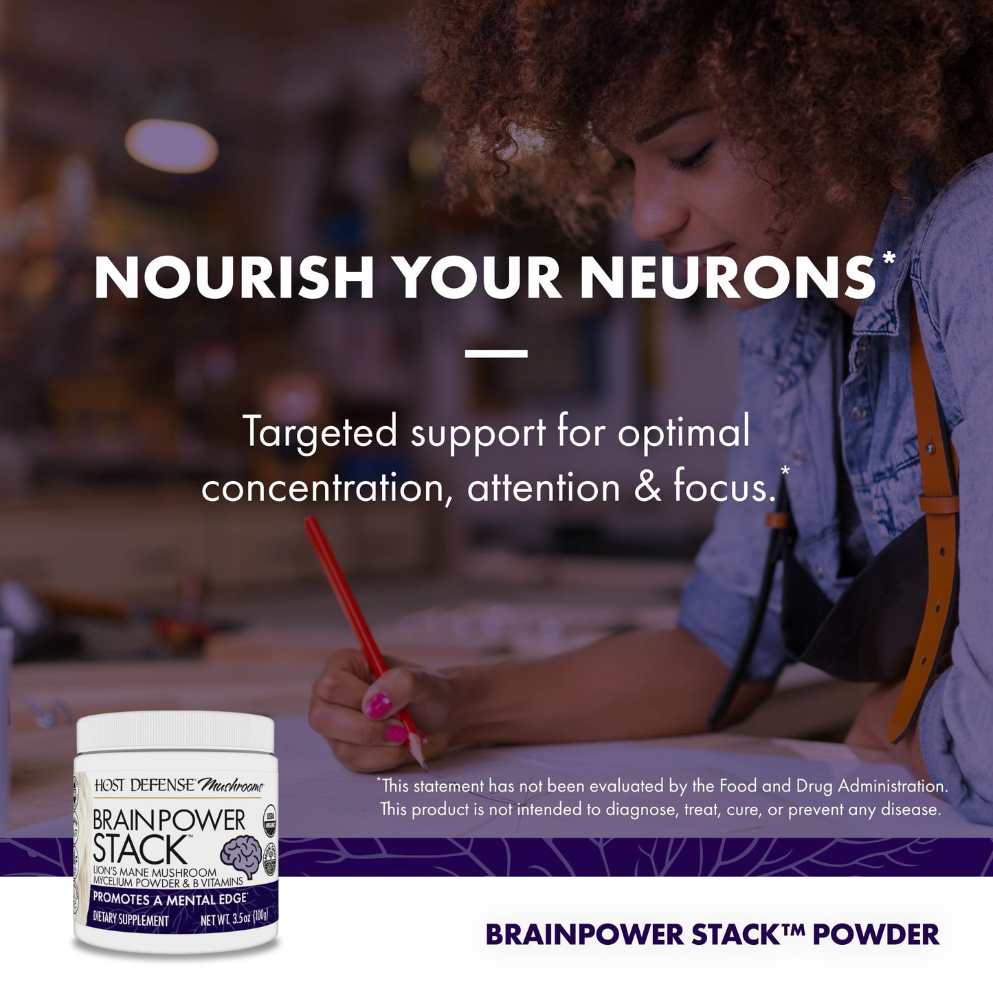 Host Defense BrainPower Stack Powder 66 Servings