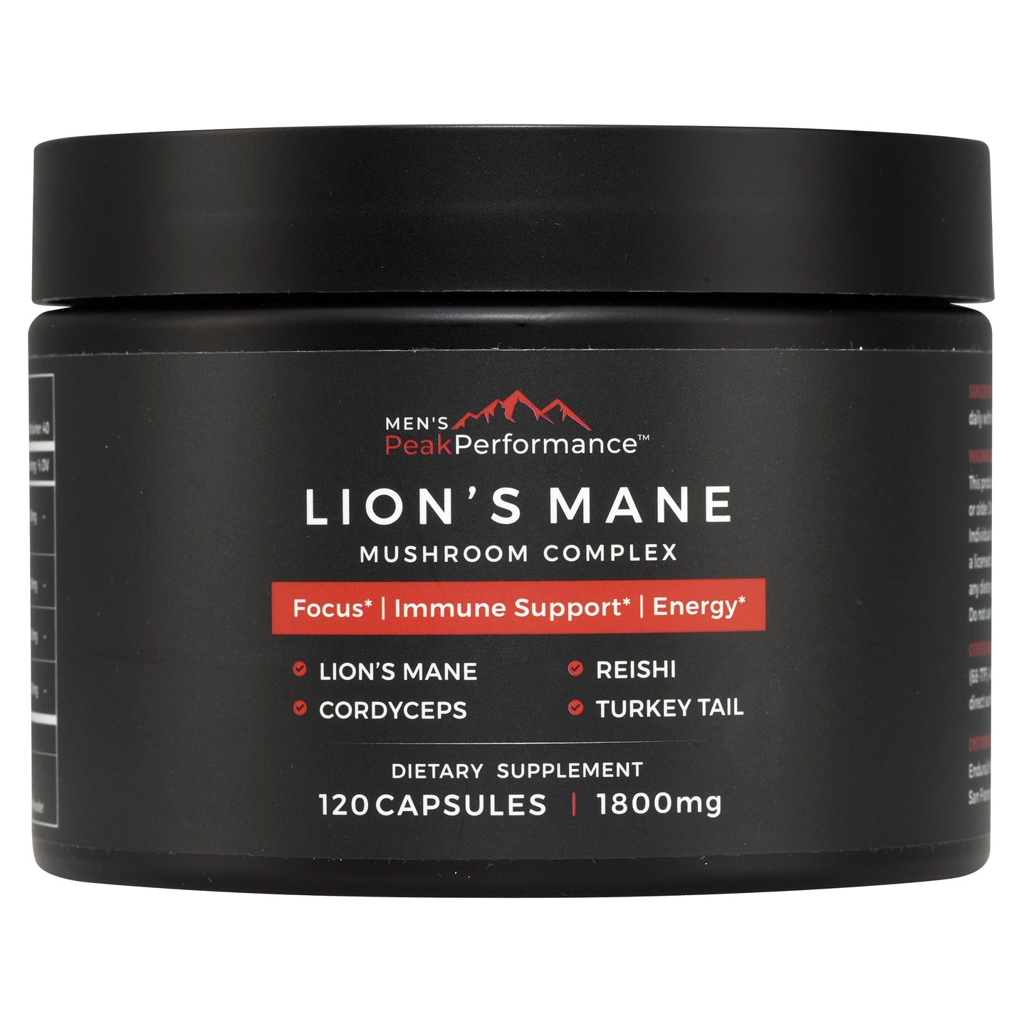 MEN'S PeakPerformance Lion's Mane Mushroom Supplement Capsules, 120 Capsules