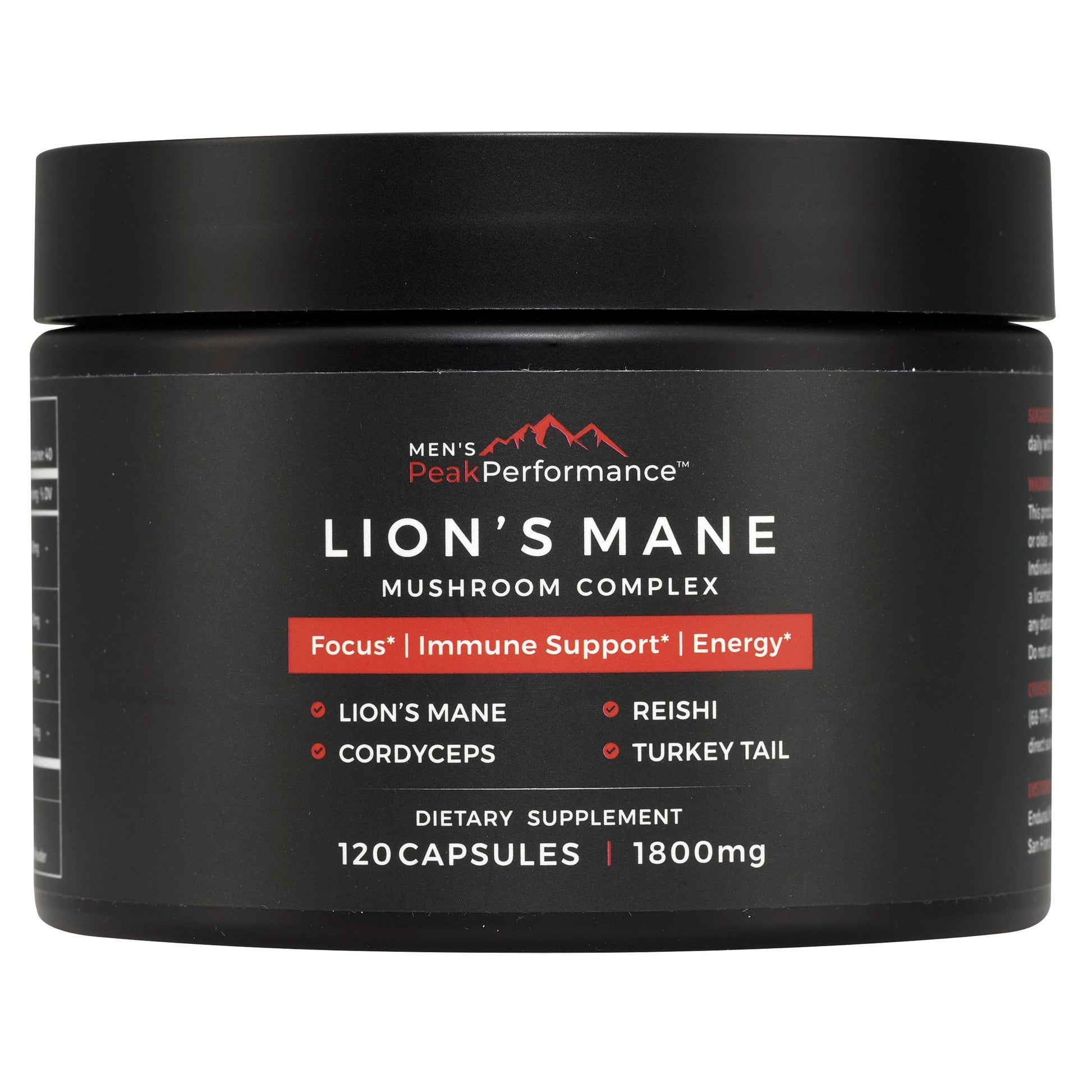 MEN'S PeakPerformance Lion's Mane Mushroom Supplement Capsules, 120 Capsules