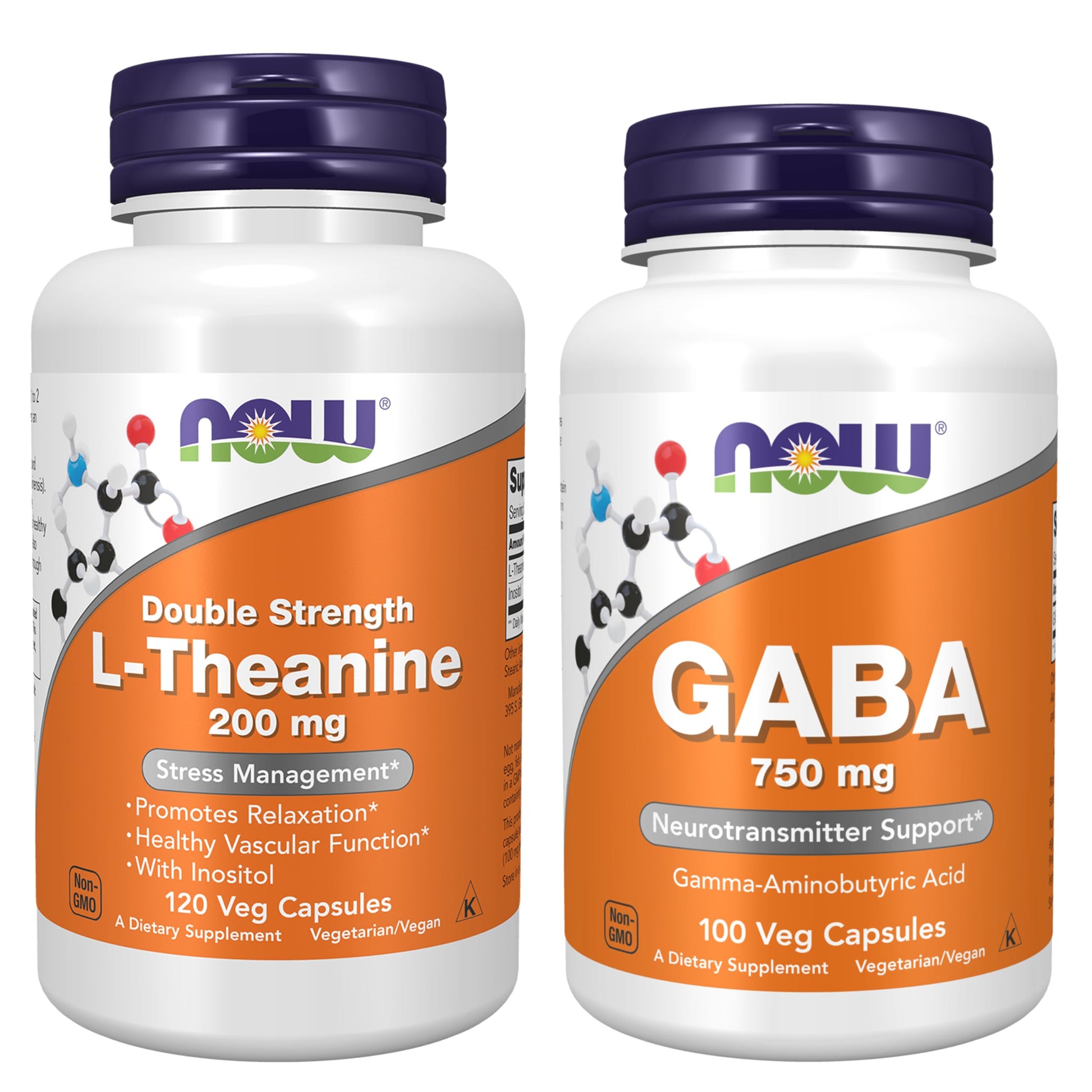 NOW Foods L-Theanine 200 mg with Inositol and GABA 750 mg Veg Capsules, 220 Count
