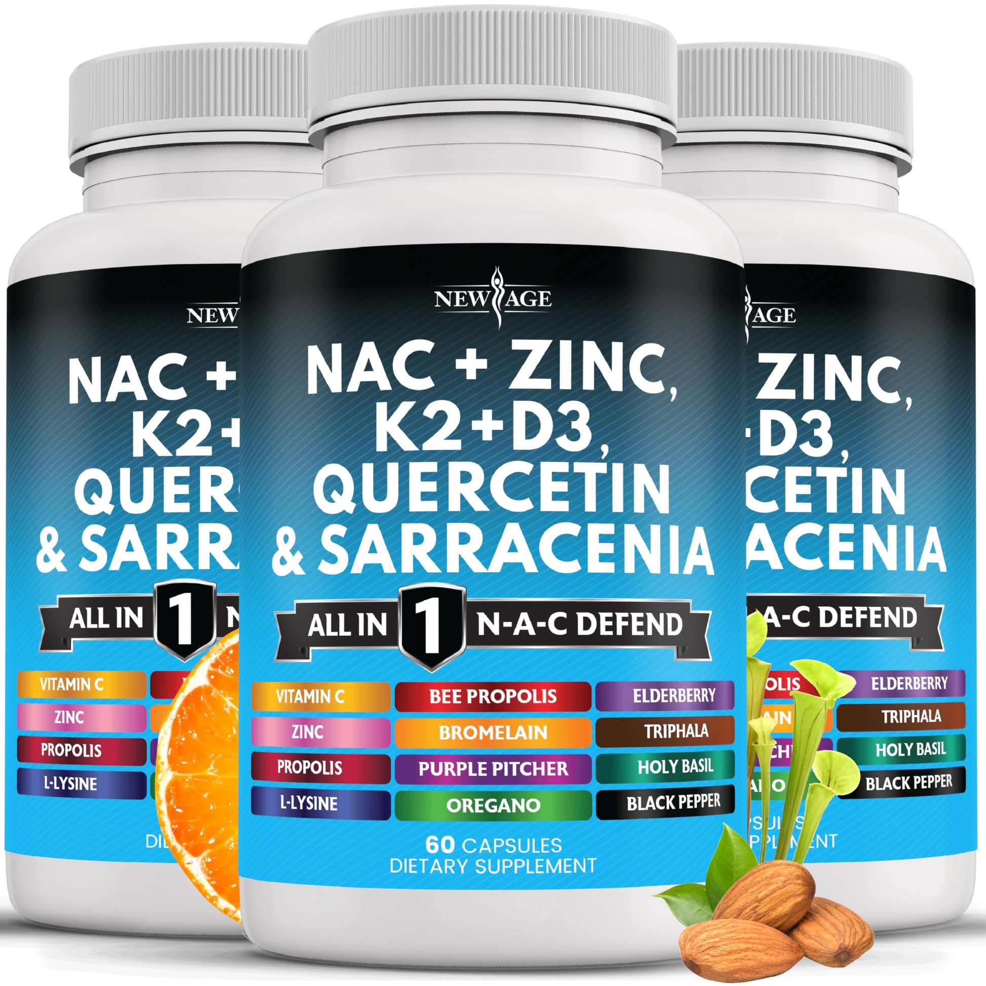 NEW AGE NAC Supplement N-Acetyl Cysteine Capsules 180 Count
