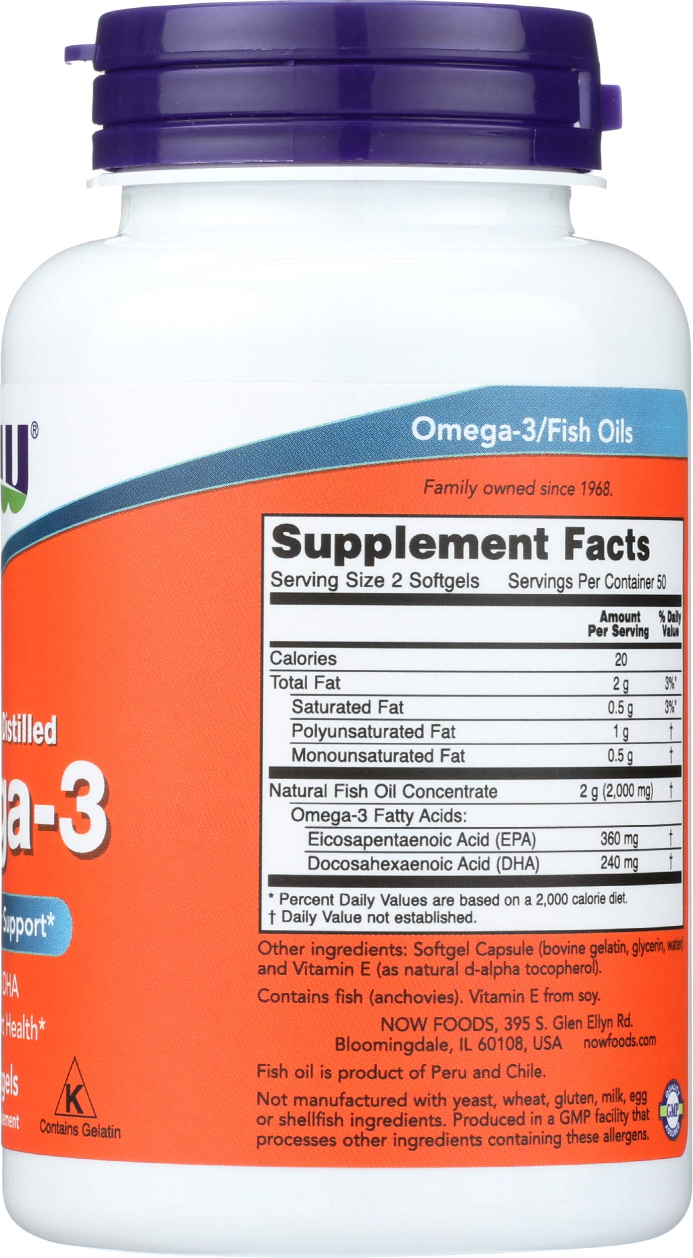 NOW Foods Omega 3 1000mg Softgels, 100 Count
