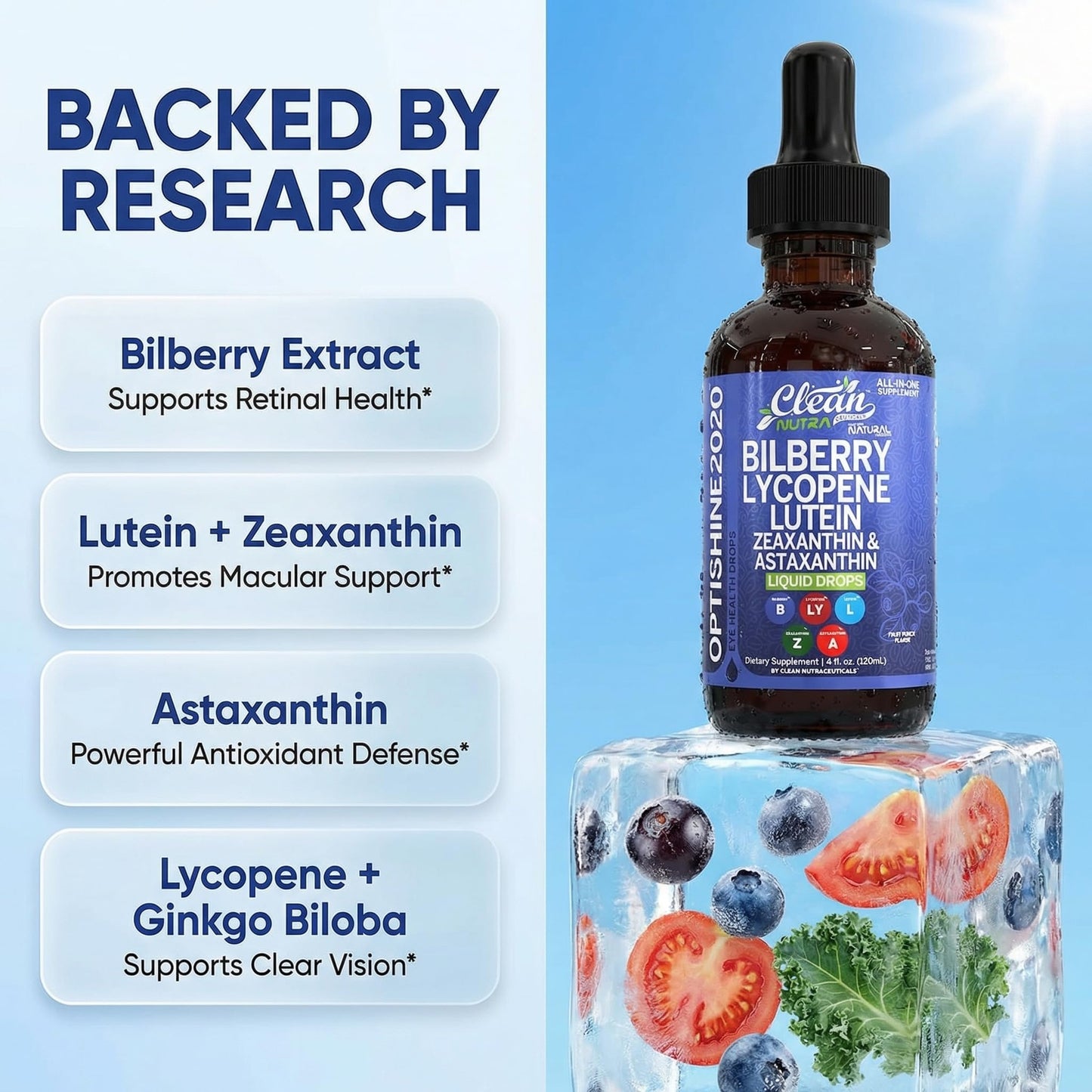 Clean Nutraceuticals Lutein and Zeaxanthin Eye Vitamins Supplement Capsules 120