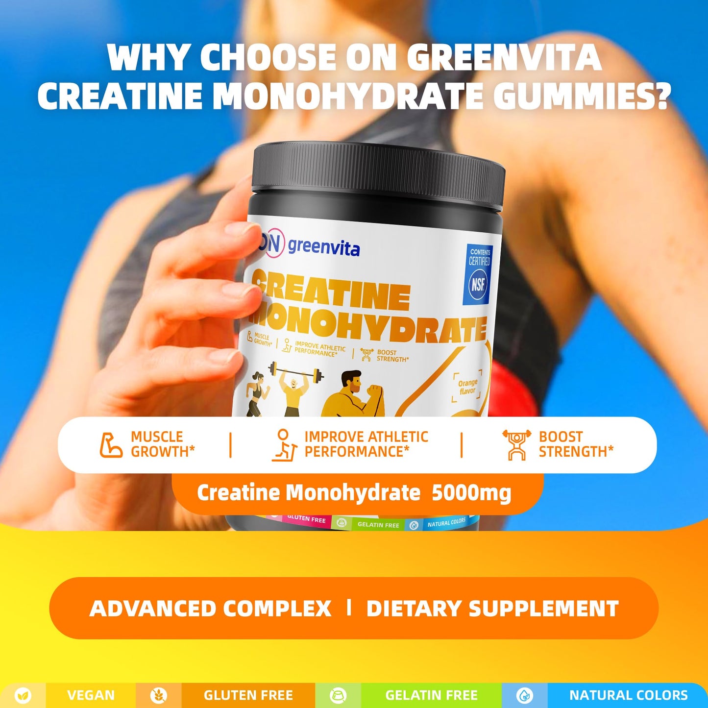 ON GREENVITA NUTRITION Creatine Monohydrate Gummies 135 Gummies