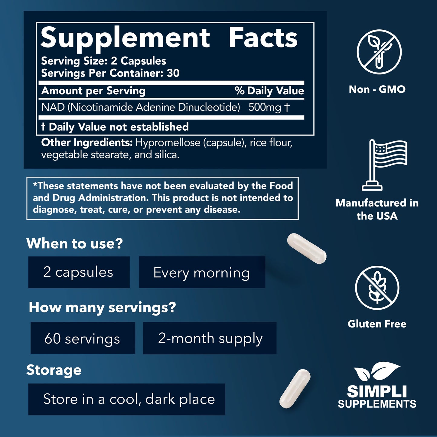 Simpli Supplements NAD Supplement Capsule 120 Capsules
