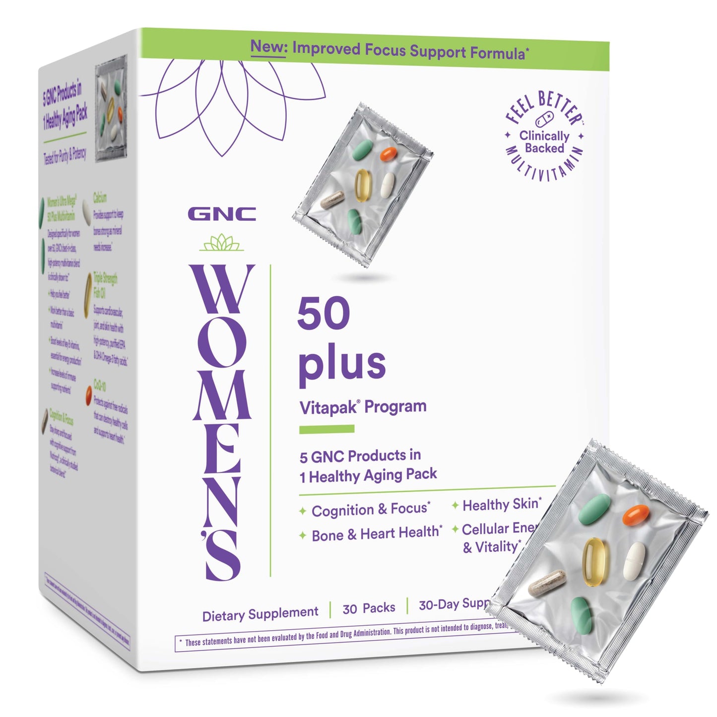 GNC Women's 50 Plus Vitapak Program Tablet, 30 Daily Packs
