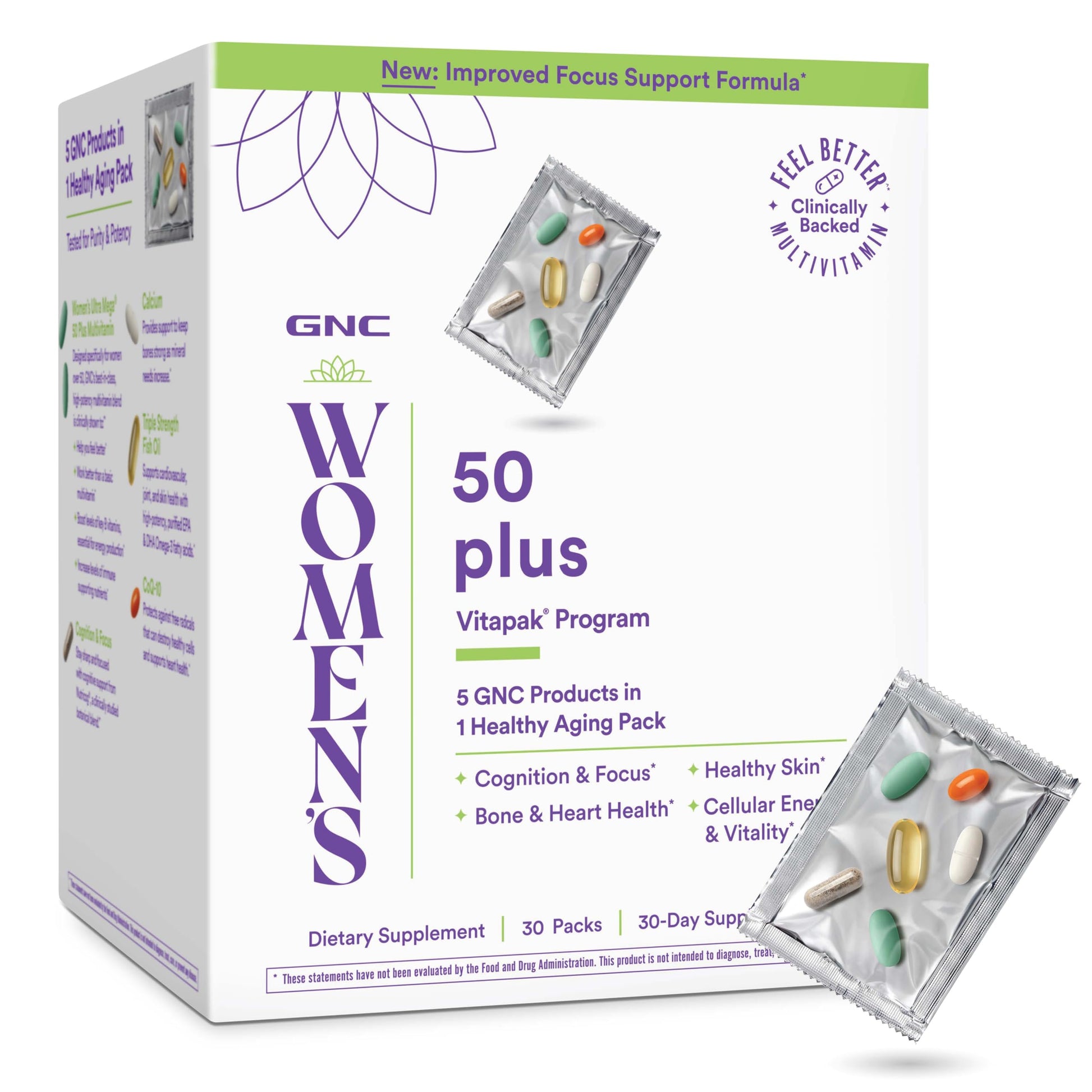 GNC Women's 50 Plus Vitapak Program Tablet, 30 Daily Packs