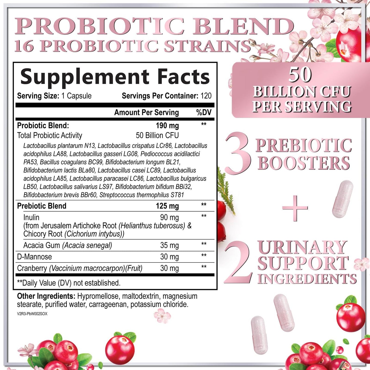 Hello Lovely! Probiotics for Women with Cranberry - 16 Premium Strains for pH Balance - Women Probiotics for Digestive Health, Vaginal & Immune Support - Women's Probiotic Health Capsule, 120
