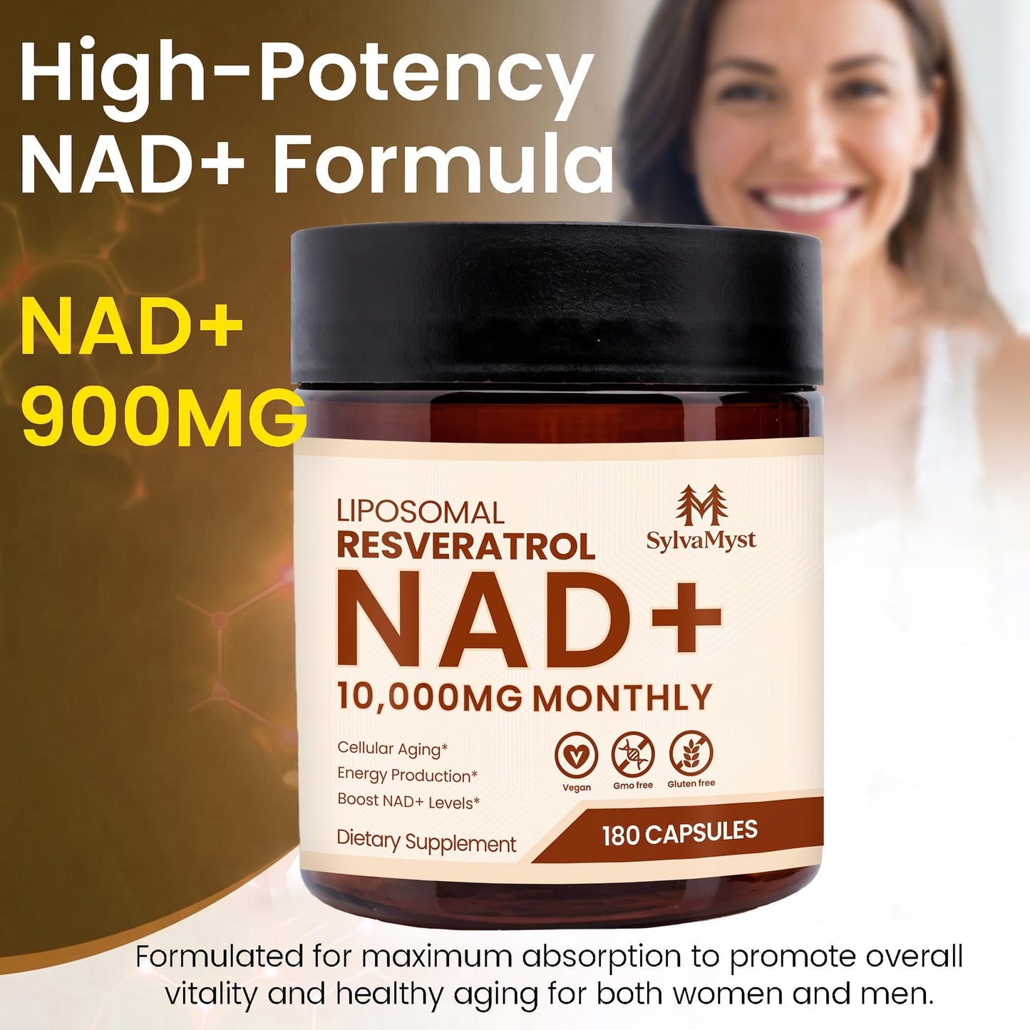 SylvaMyst Liposomal NAD+ Softgels with Resveratrol 180 Capsules