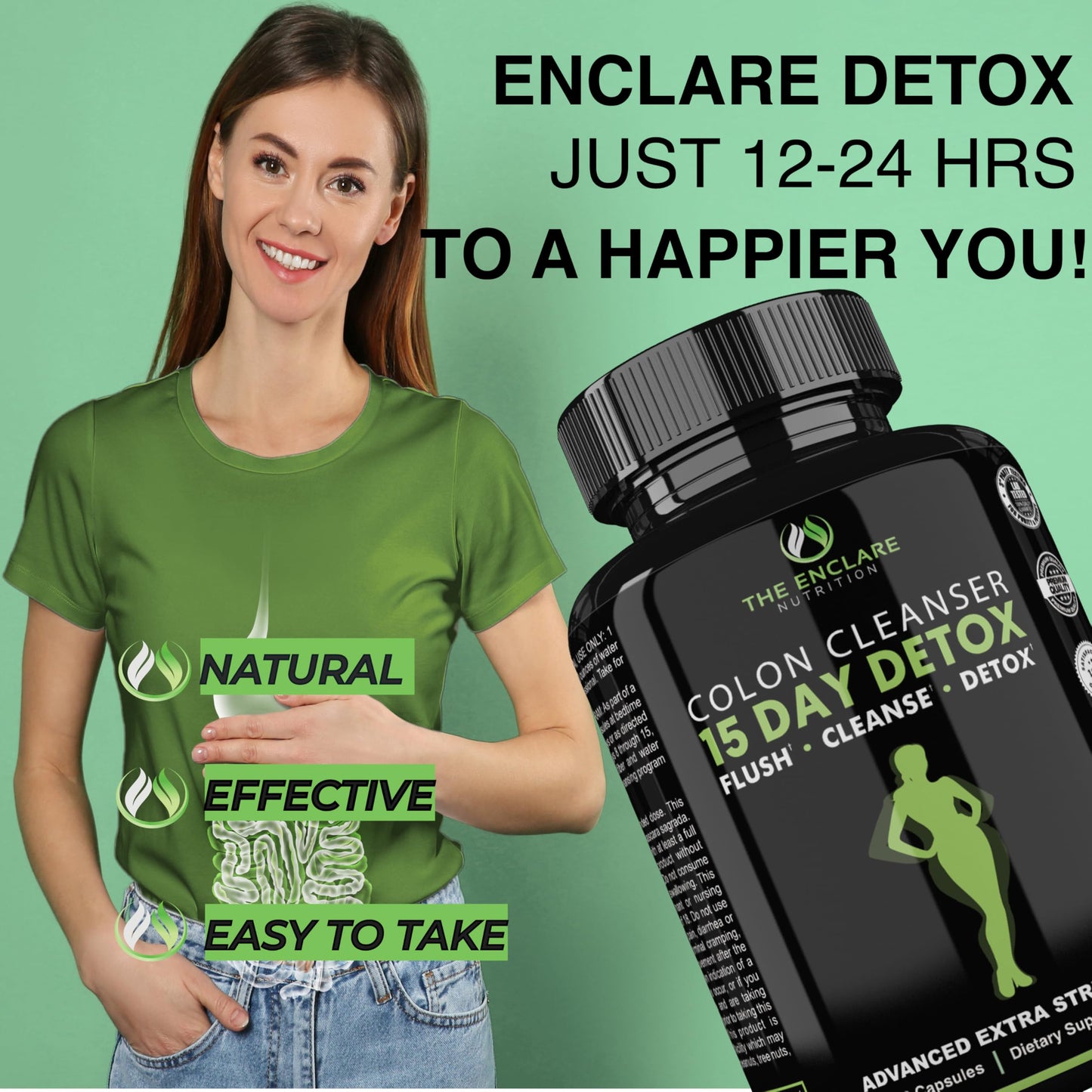 THE ENCLARE NUTRITION 15 Day Detox Cleanse for Weight Loss 60 Capsules