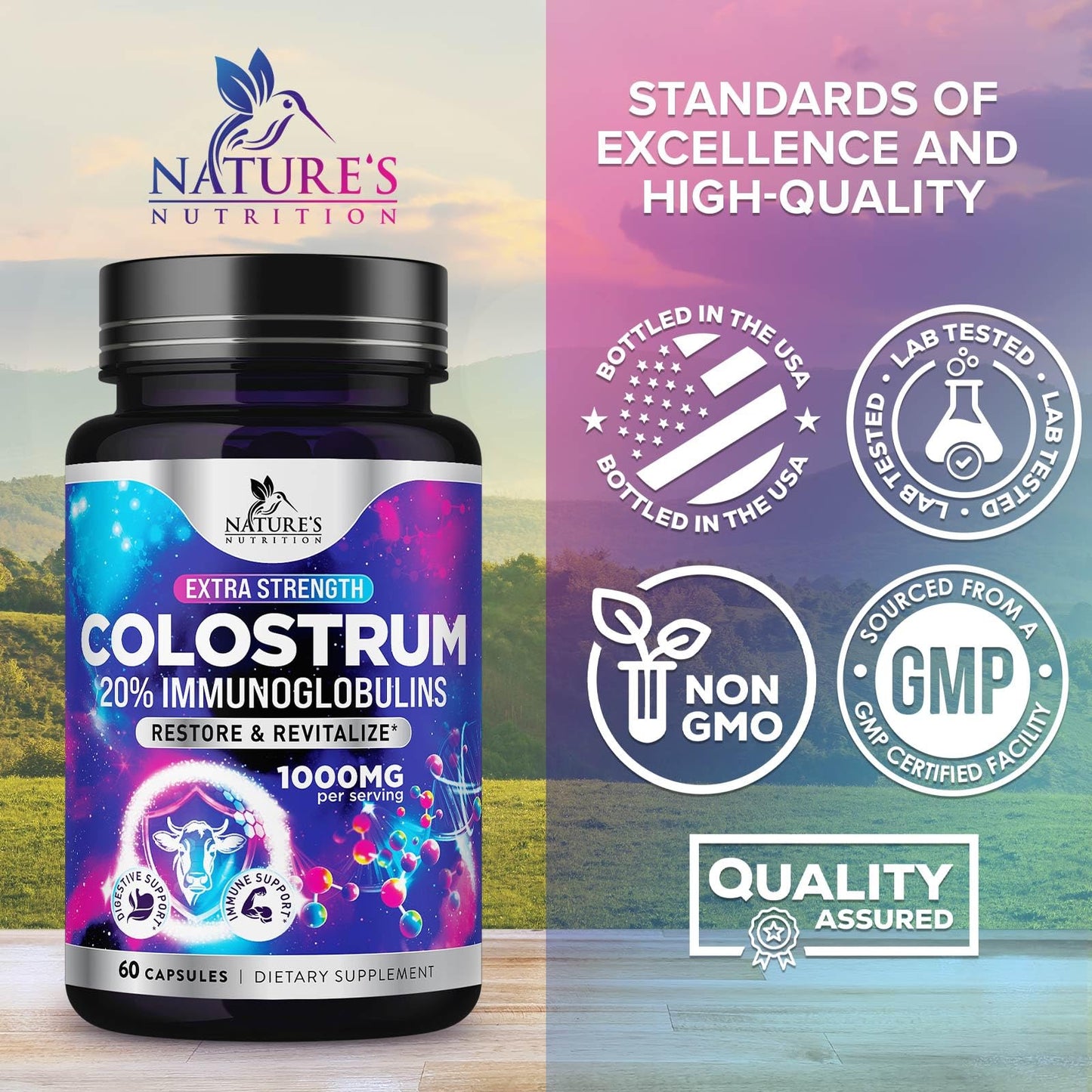 Nature's Nutrition Colostrum Supplement Capsules, 60 Capsules