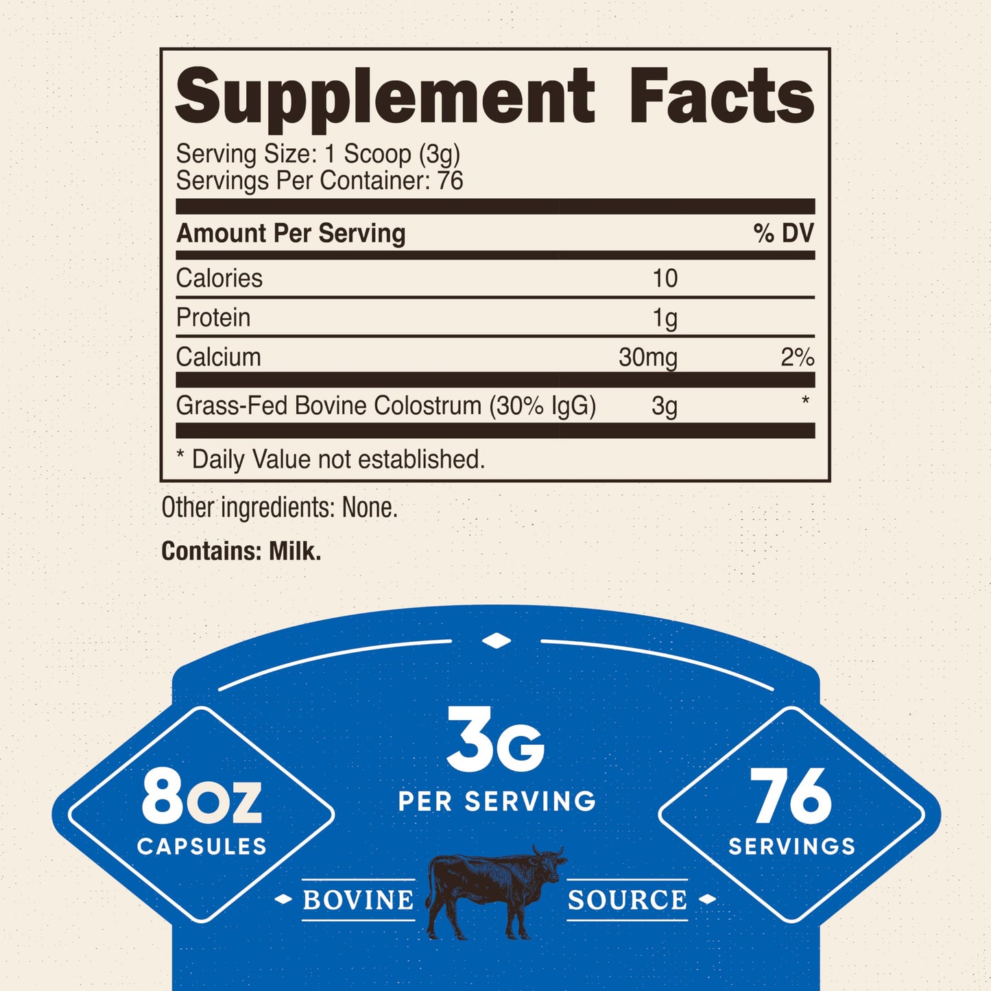 Nutricost Colostrum Powder 8.1 oz, 3 g Per Serving, 76 Servings