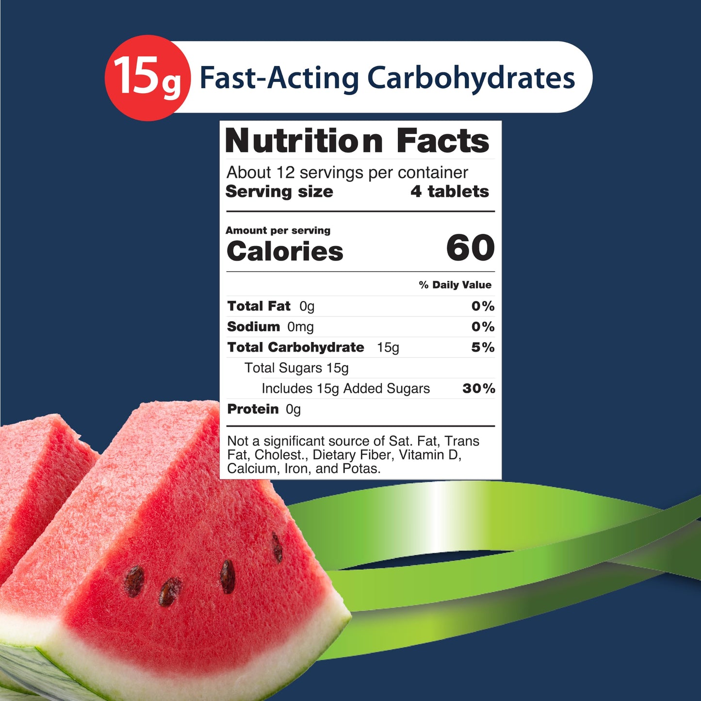 TRUEplus Glucose Tablets Watermelon Flavor, 50 Tablets