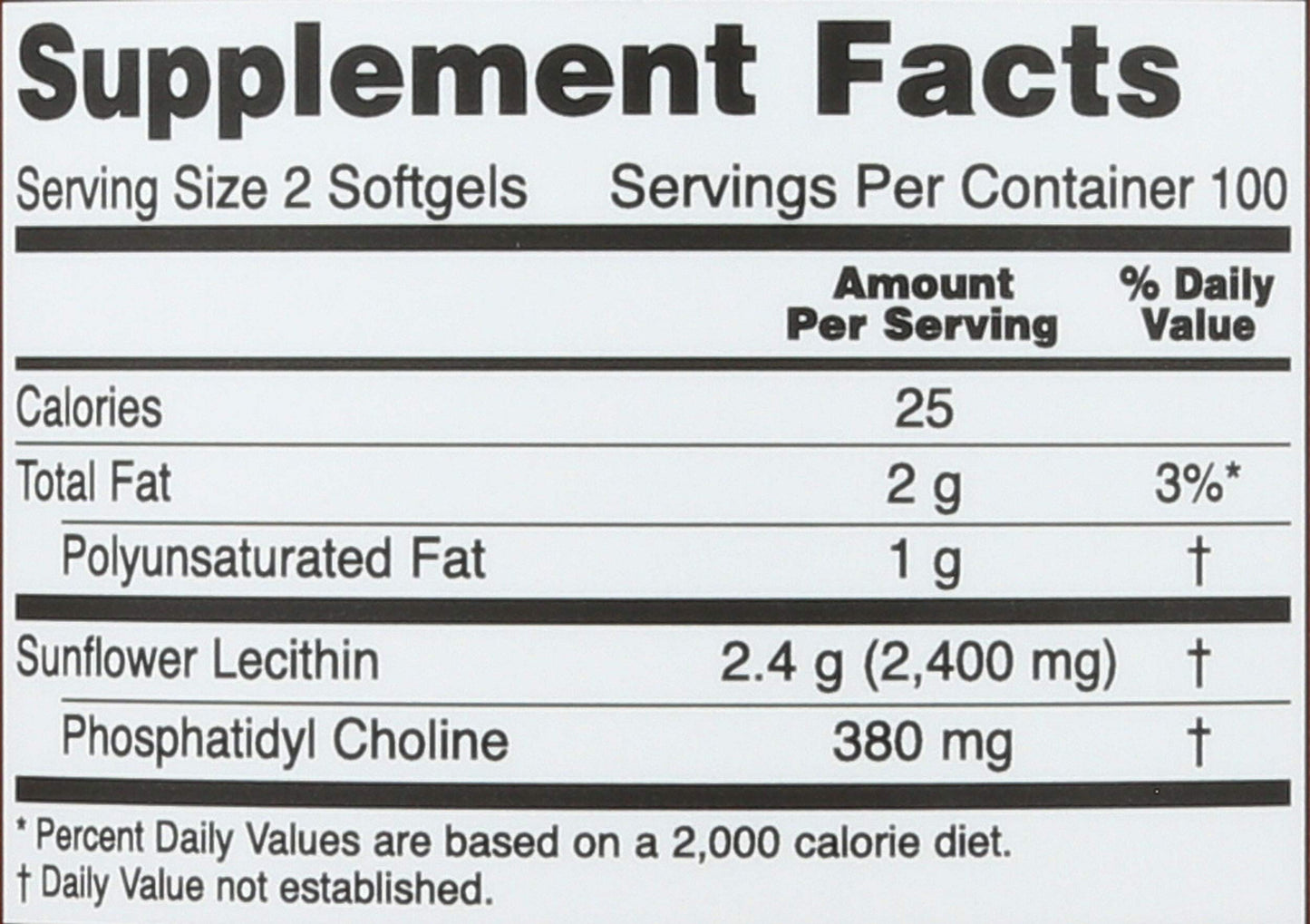 NOW Foods Sunflower Lecithin - Phosphatidyl Choline - 1,200 mg Softgels 200