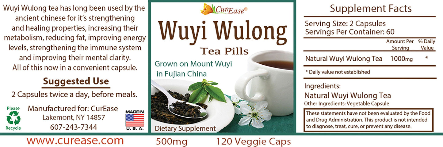 CurEase Wuyi Wulong Tea Veggie Capsules, 120 Capsules