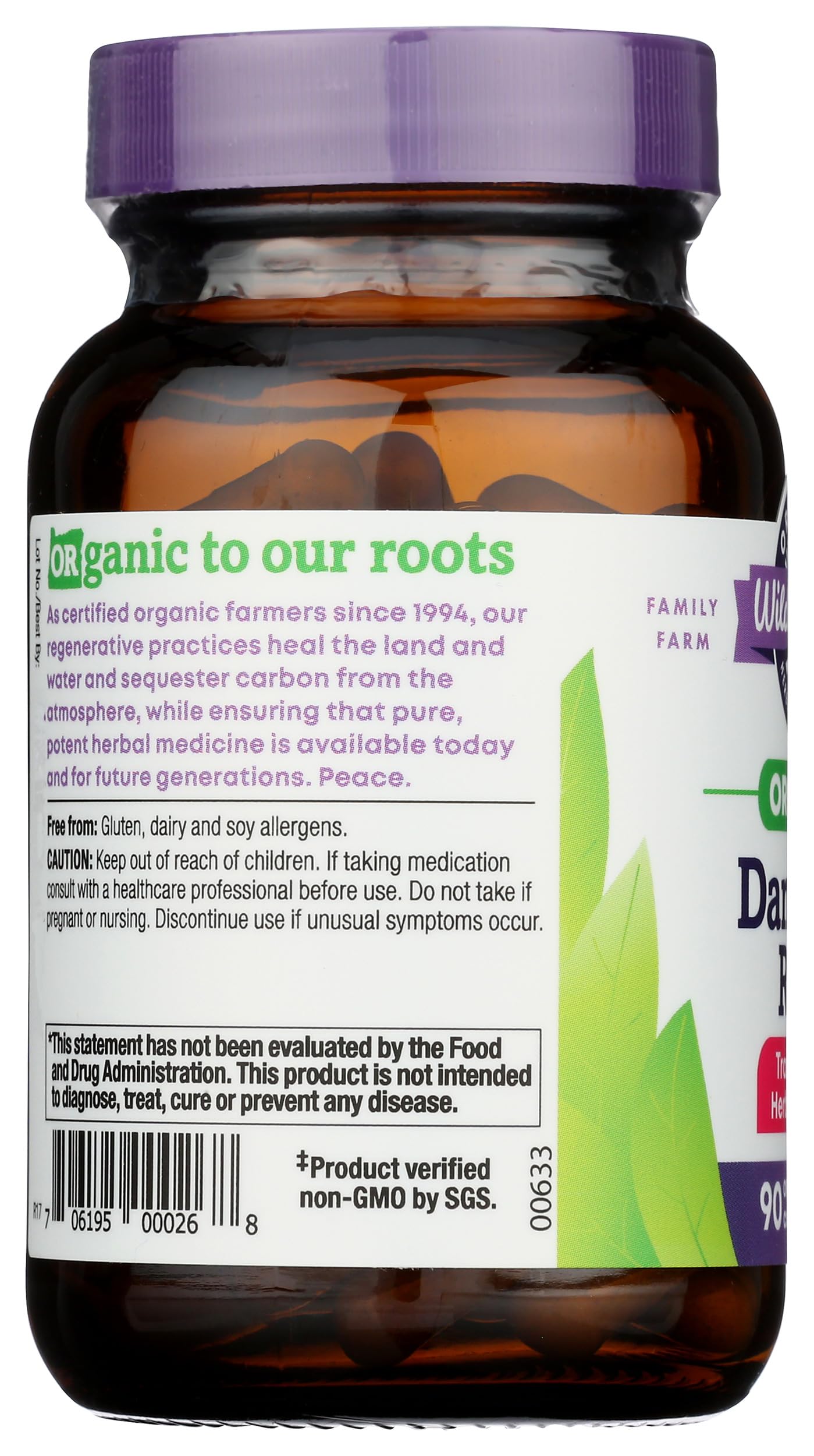Oregon's Wild Harvest Dandelion Root Organic Supplement Capsules, 90 Capsules