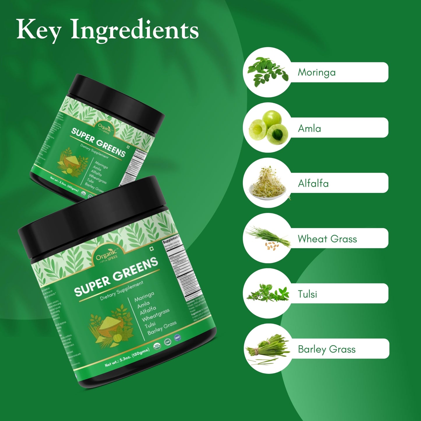ORGANIC SPREE Super Greens Powder, 10.6 oz