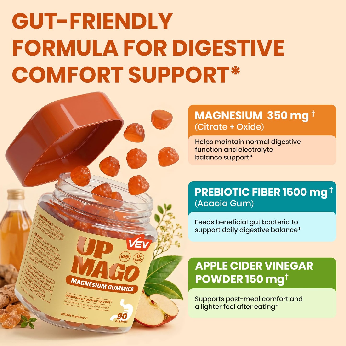 VEV Magnesium Citrate Gummies, 90 Gummies