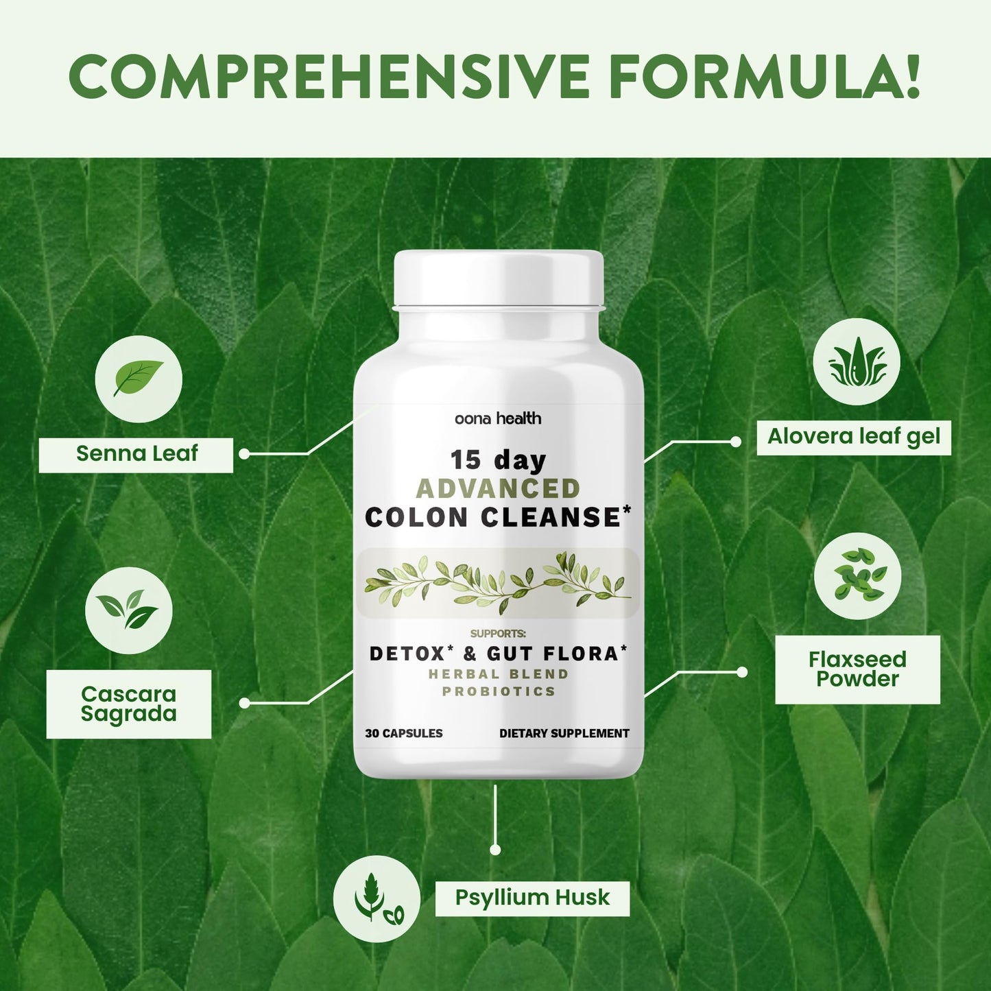 Oona Health 15 Day Advanced Colon Cleanse Capsules 30