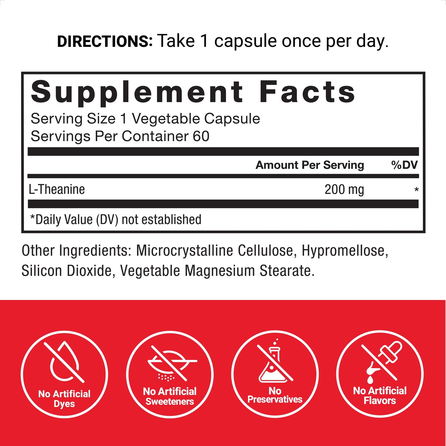 Force Factor L-Theanine 200mg Capsule, 60 Count