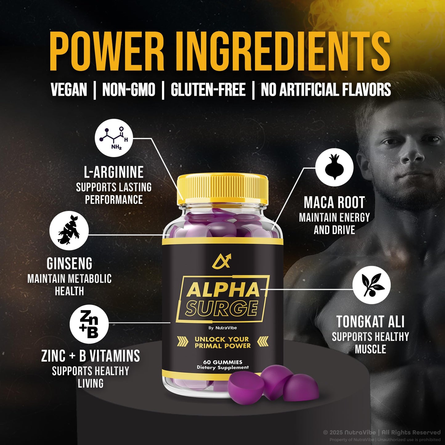 NutraVibe Alpha Surge Gummies 60 Count