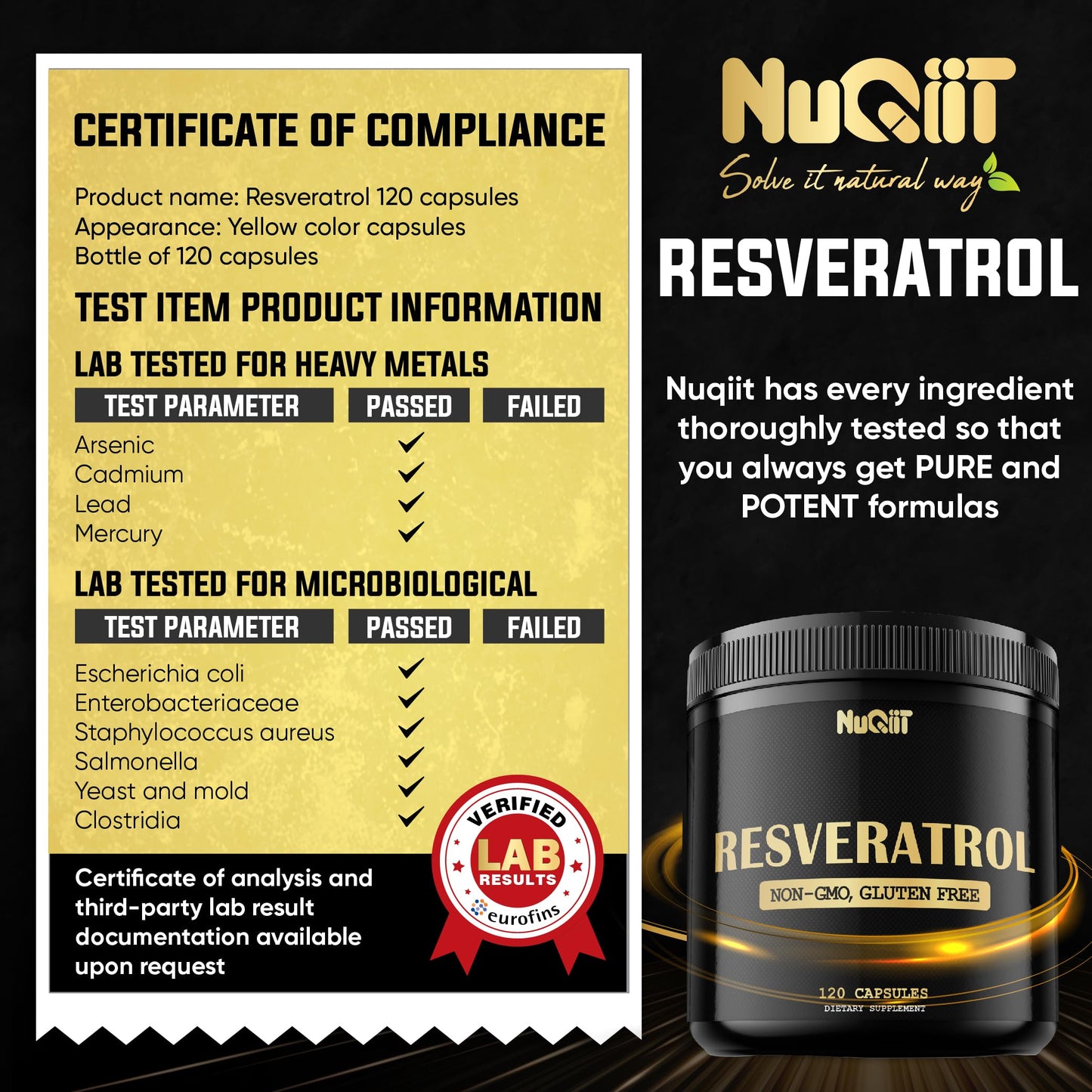 NUQIIT Trans Resveratrol 1000mg Capsule, 120 Count