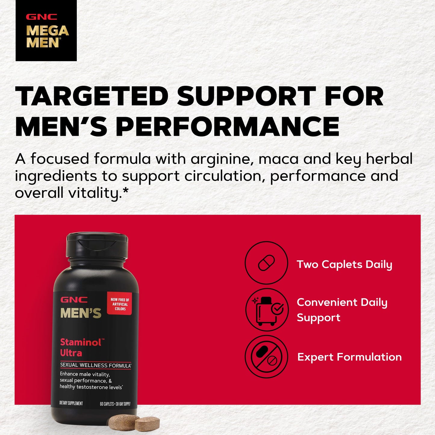 GNC Men's Staminol Ultra Caplets 60 Count