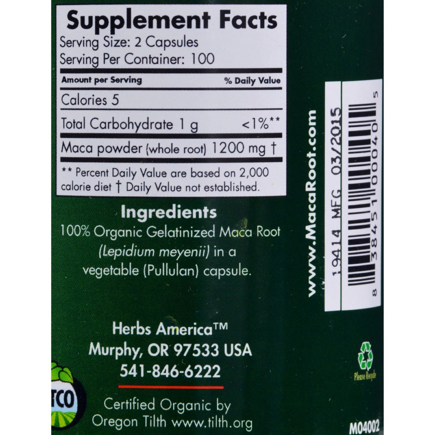 Maca Magic Organic Maca Capsules 1 Count