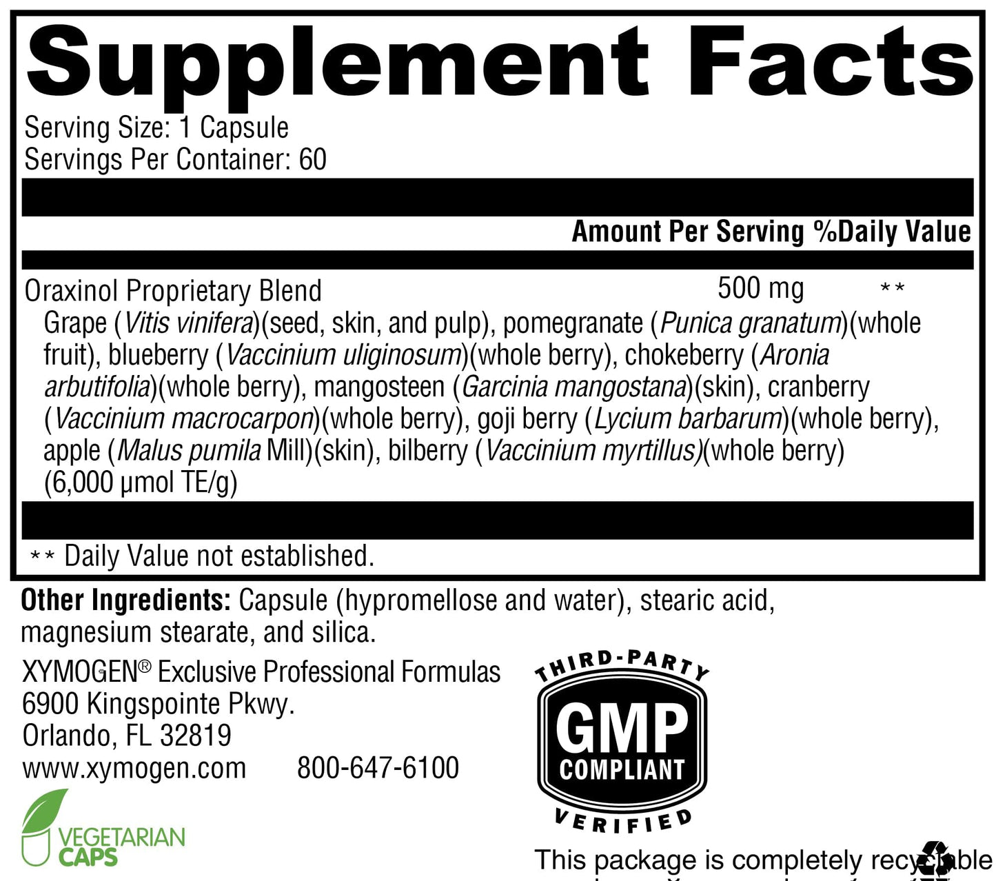 XYMOGEN Oraxinol 60 Capsules