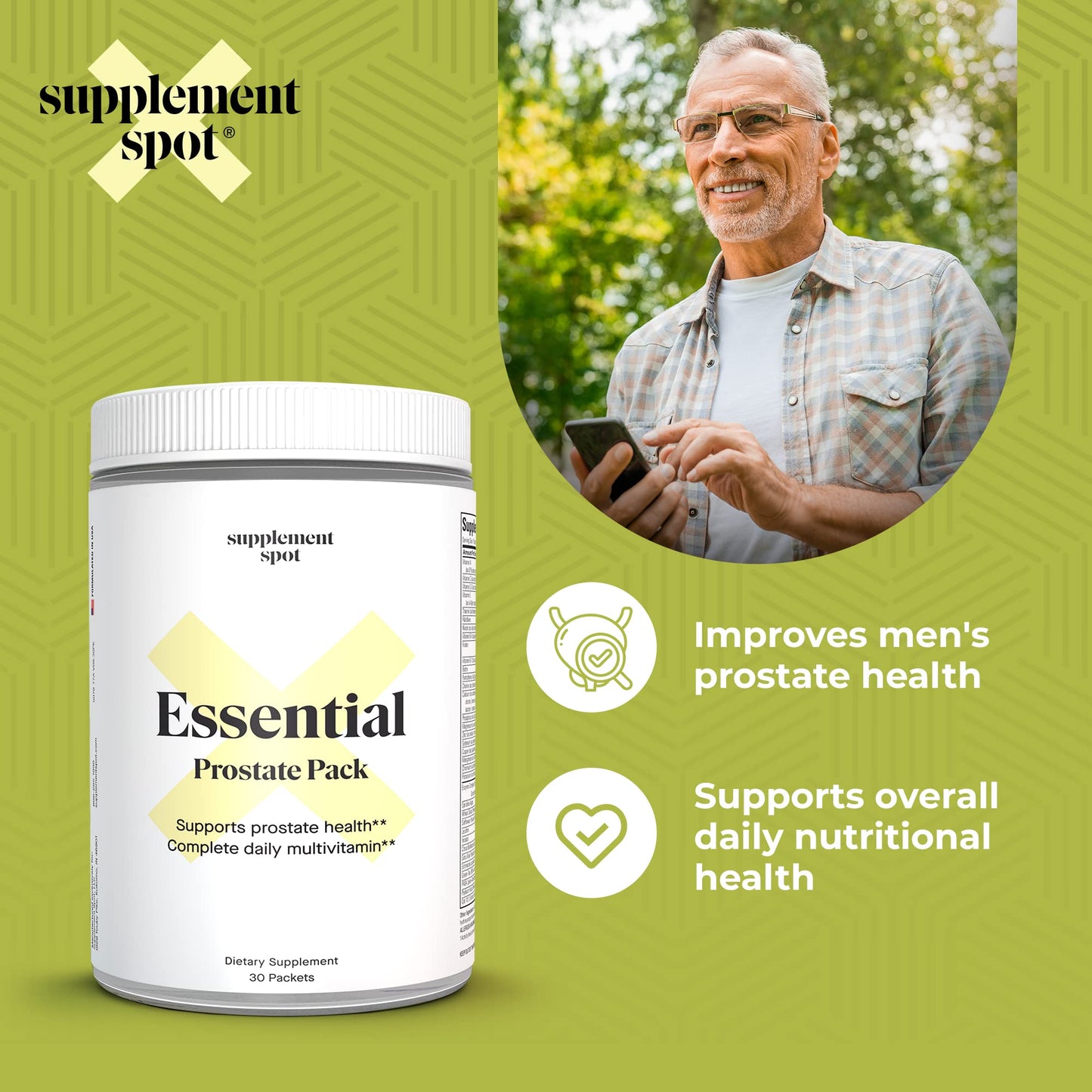 Supplement Spot Essential Prostate Health Pack Daily Multivitamin for Men with Saw Palmetto Capsules, 1 Count