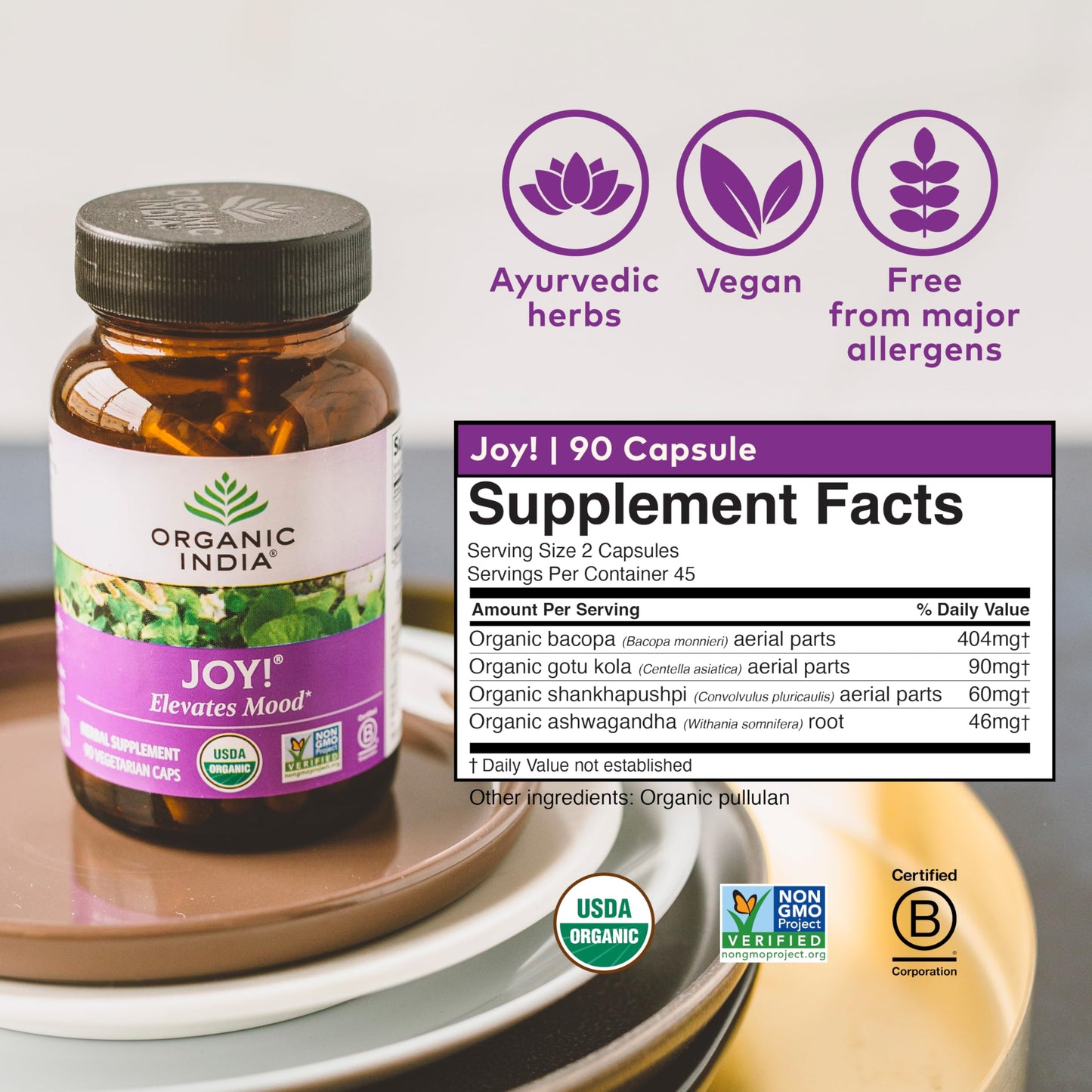 ORGANIC INDIA Joy Herbal Supplement 90 Capsules