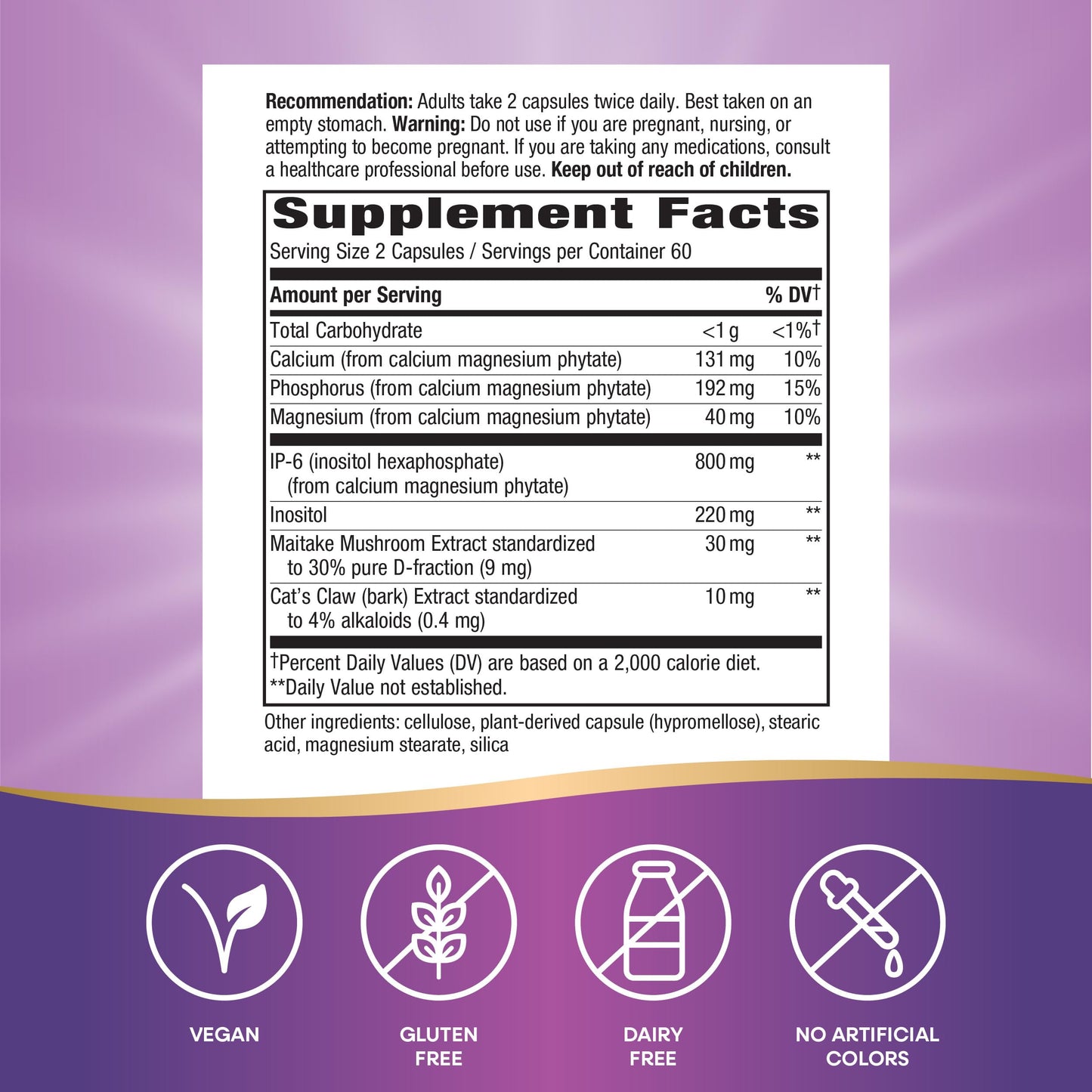 Nature's Way Cell Forté MAX3 Blend IP-6 & Inositol with Maitake Mushroom & Cat's Claw Extracts, 120 Capsules