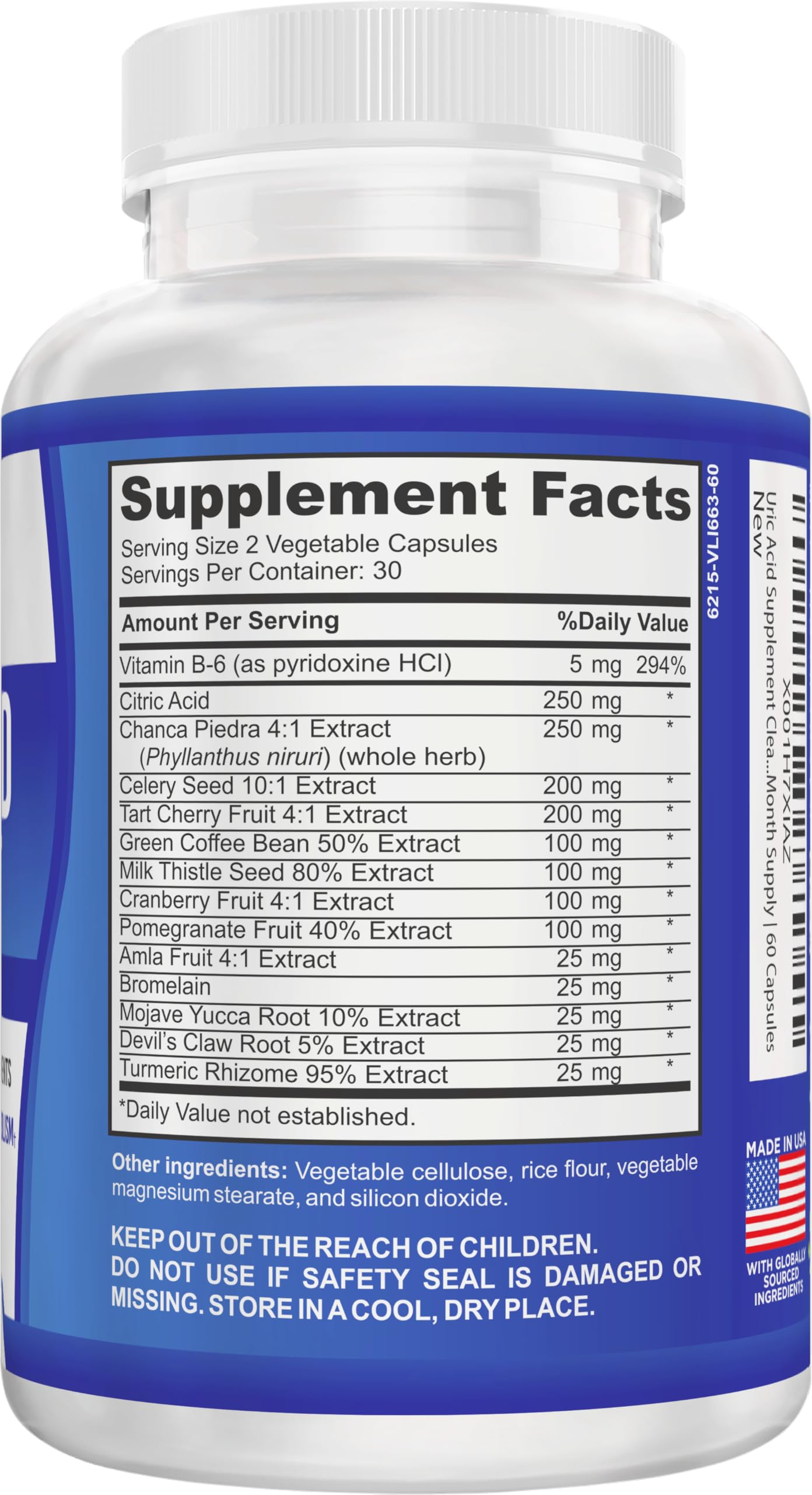 Elevate Recovery Supplements Uric Acid 14-in-1 Support Supplement, 60 Capsules