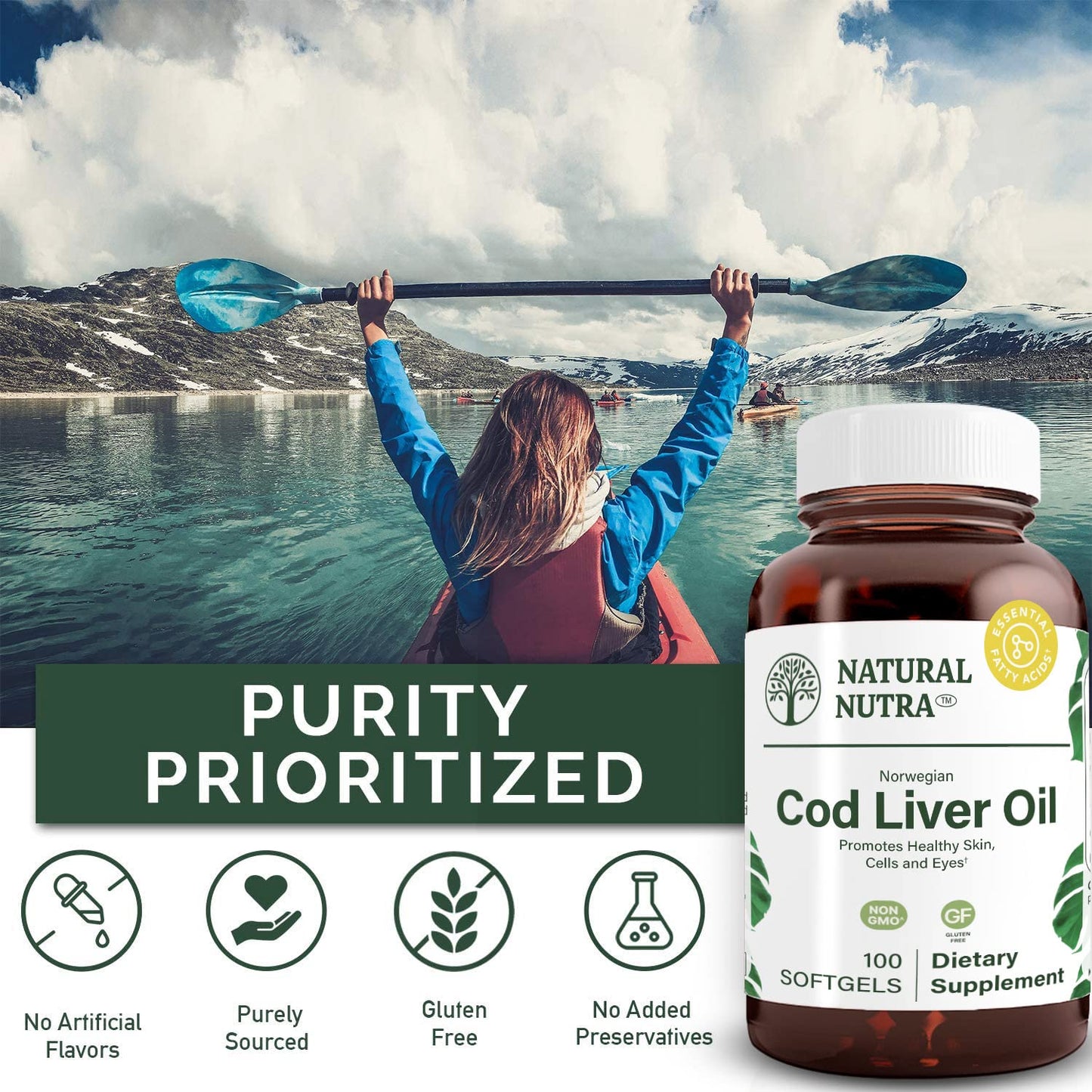 Natural Nutra Norwegian Cod Liver Oil Softgels 100 Count
