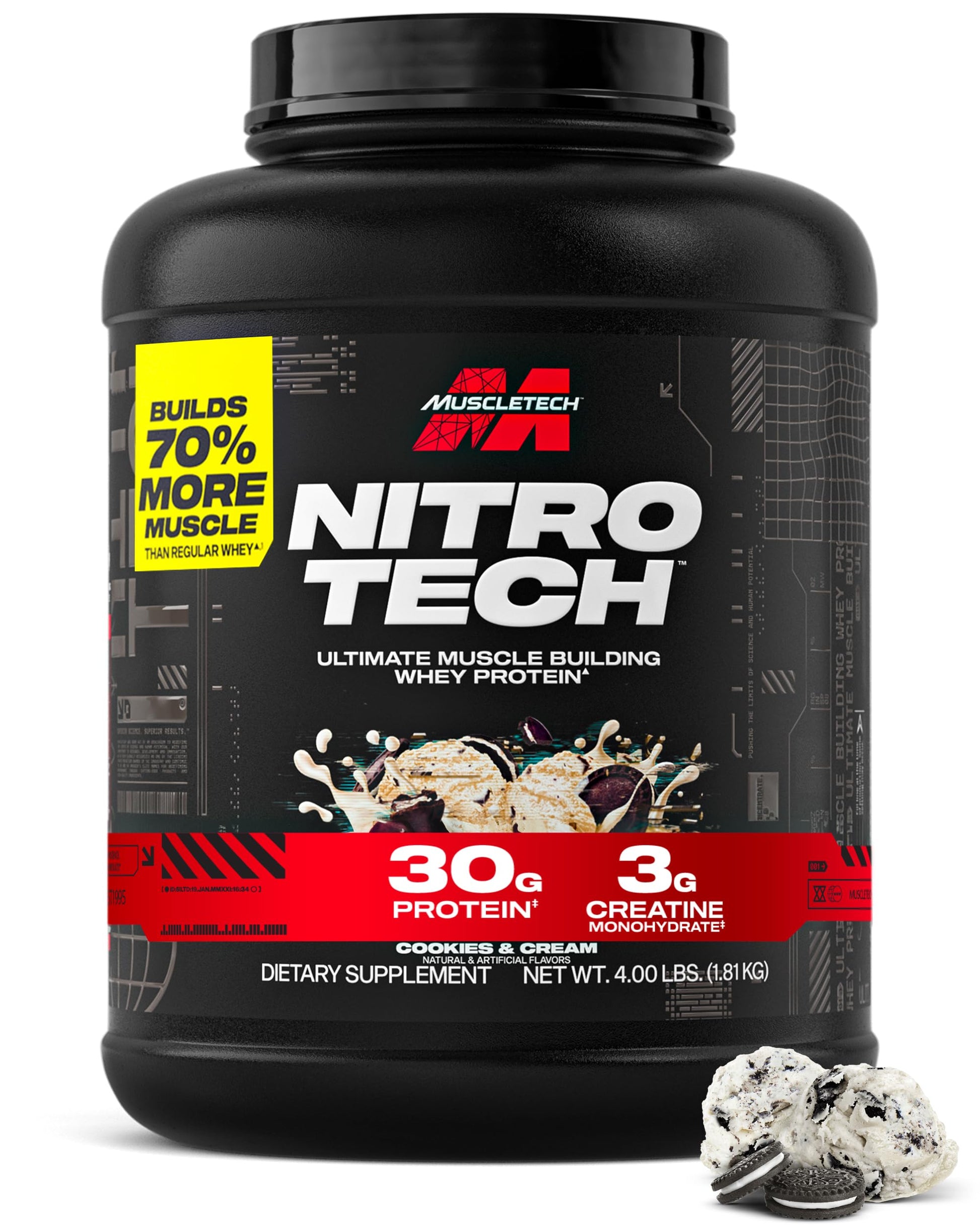 Muscletech Whey Protein Powder Cookies & Cream, 64 oz