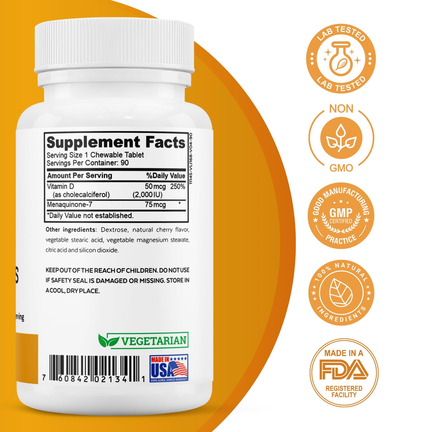 2nd Springs Vitamin D3 + K2 Chewables Tablet, 90 Tablets