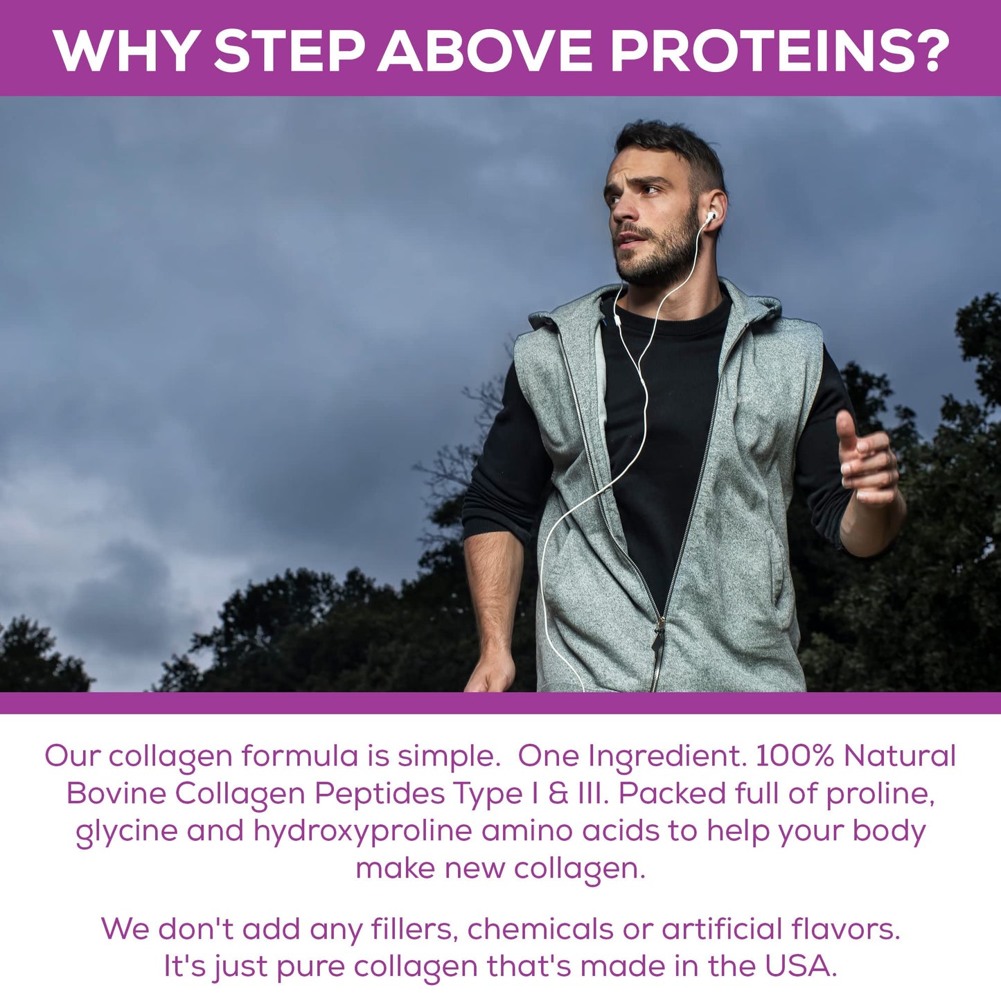 Step Above Proteins Original Collagen Peptides Powder, Hydrolyzed Type I-III, 12 oz