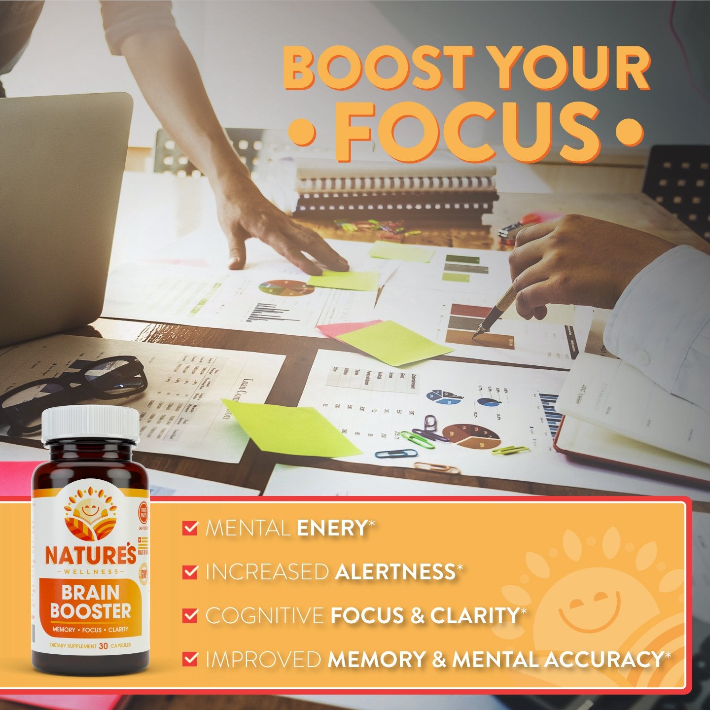 Natures Wellness Brain Booster Capsule 1 Count