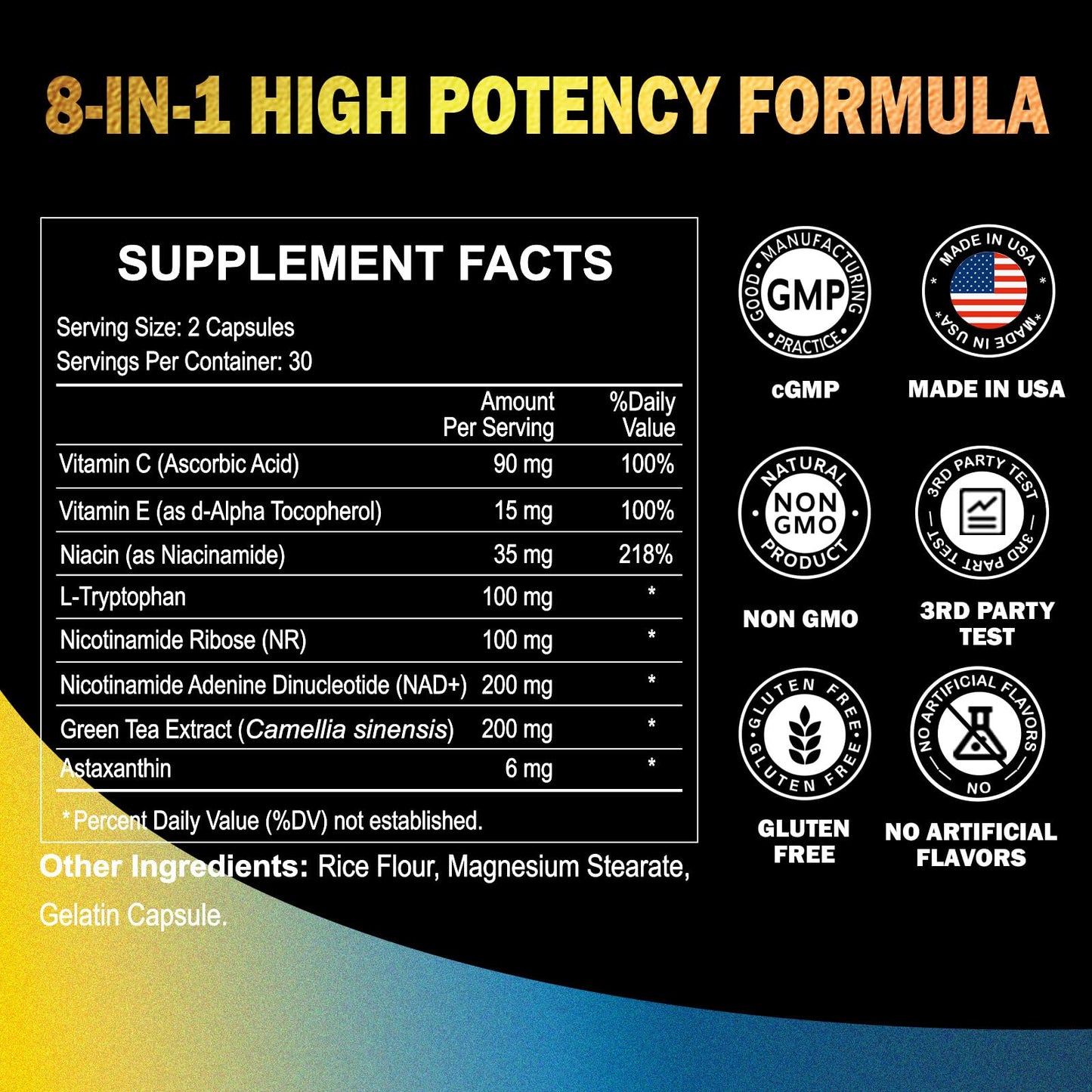 Novafun NAD+ Supplements 746mg 8-in-1 NAD Plus Supplement for Women & Men with Nicotinamide Riboside Niacinamide & Astaxanthin Supports Cellular Energy & Healthy Aging, 60 Capsules