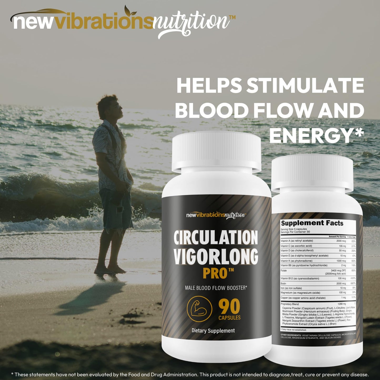 New Vibrations Nutrition Circulation Vigorlong Pro Capsule 90 Capsules