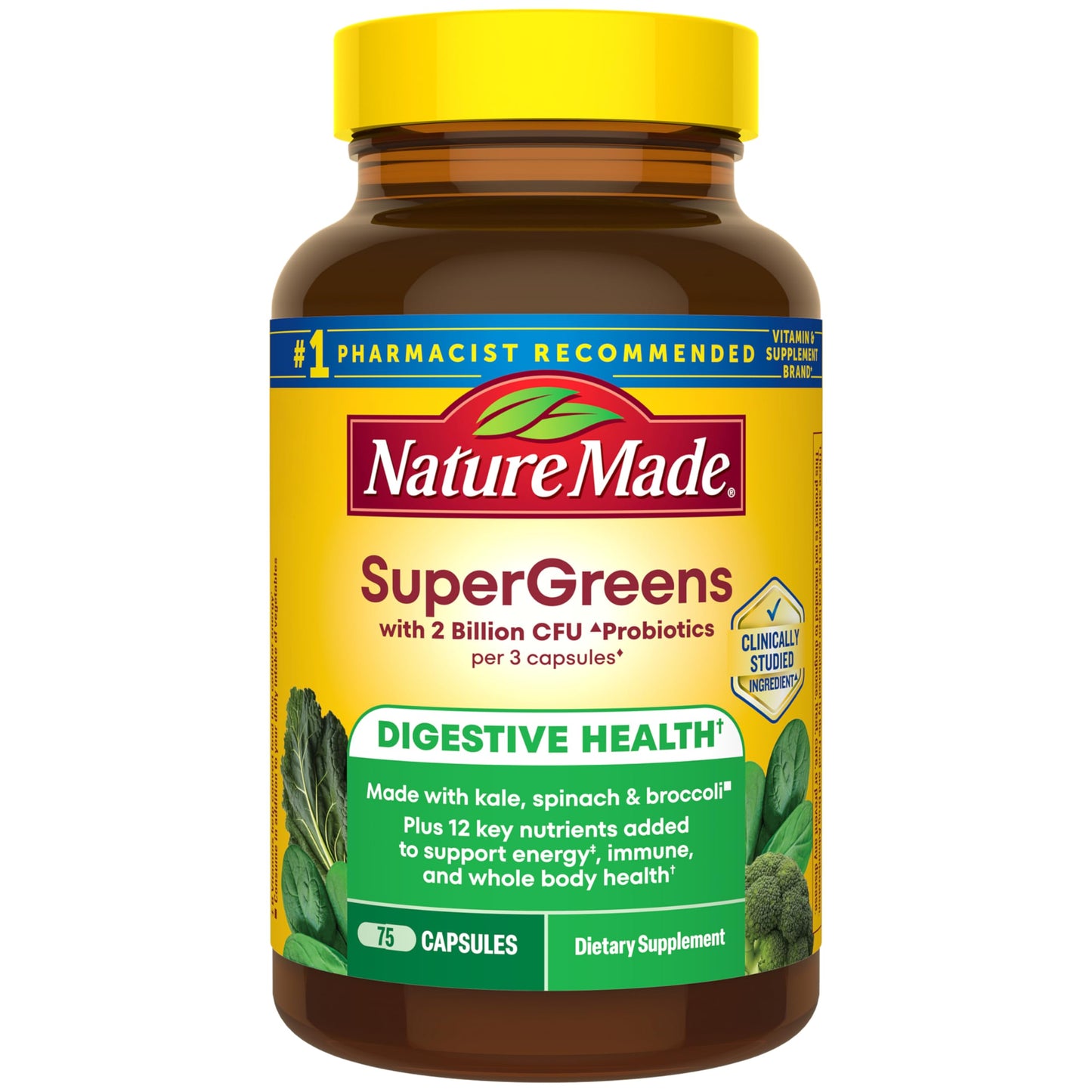 Nature Made Super Greens with Probiotic Capsules, 75 Count